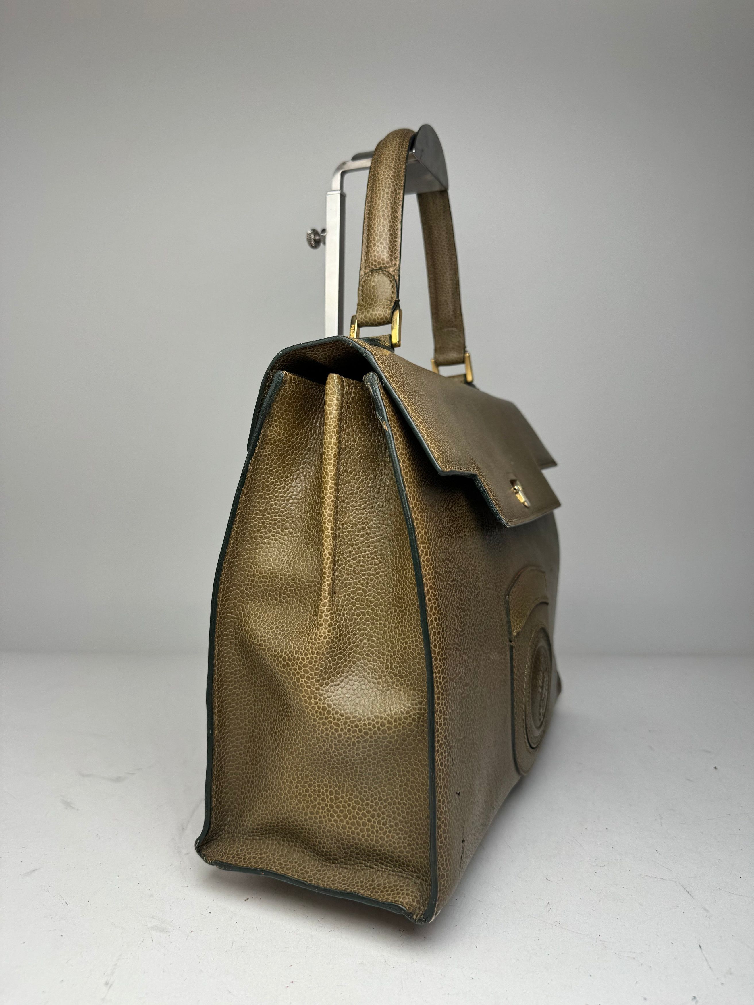 Fendi Vintage Leather Scorpion Handbag Khaki Size ONE SIZE - 6 Thumbnail
