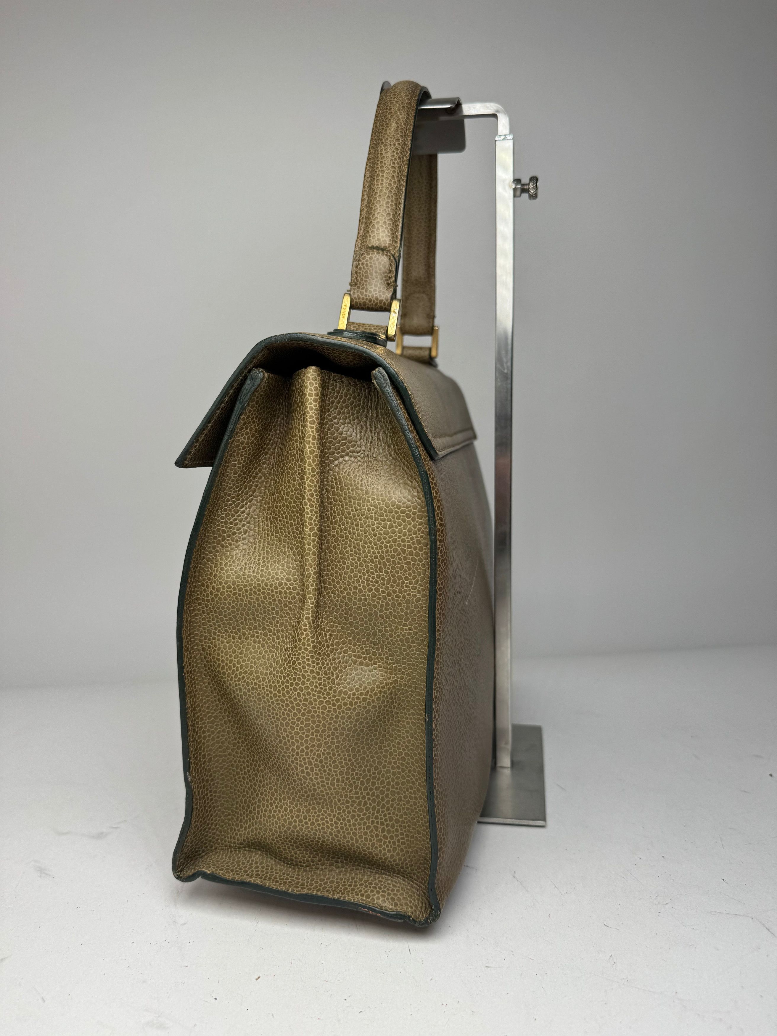Fendi Vintage Leather Scorpion Handbag Khaki Size ONE SIZE - 5 Thumbnail