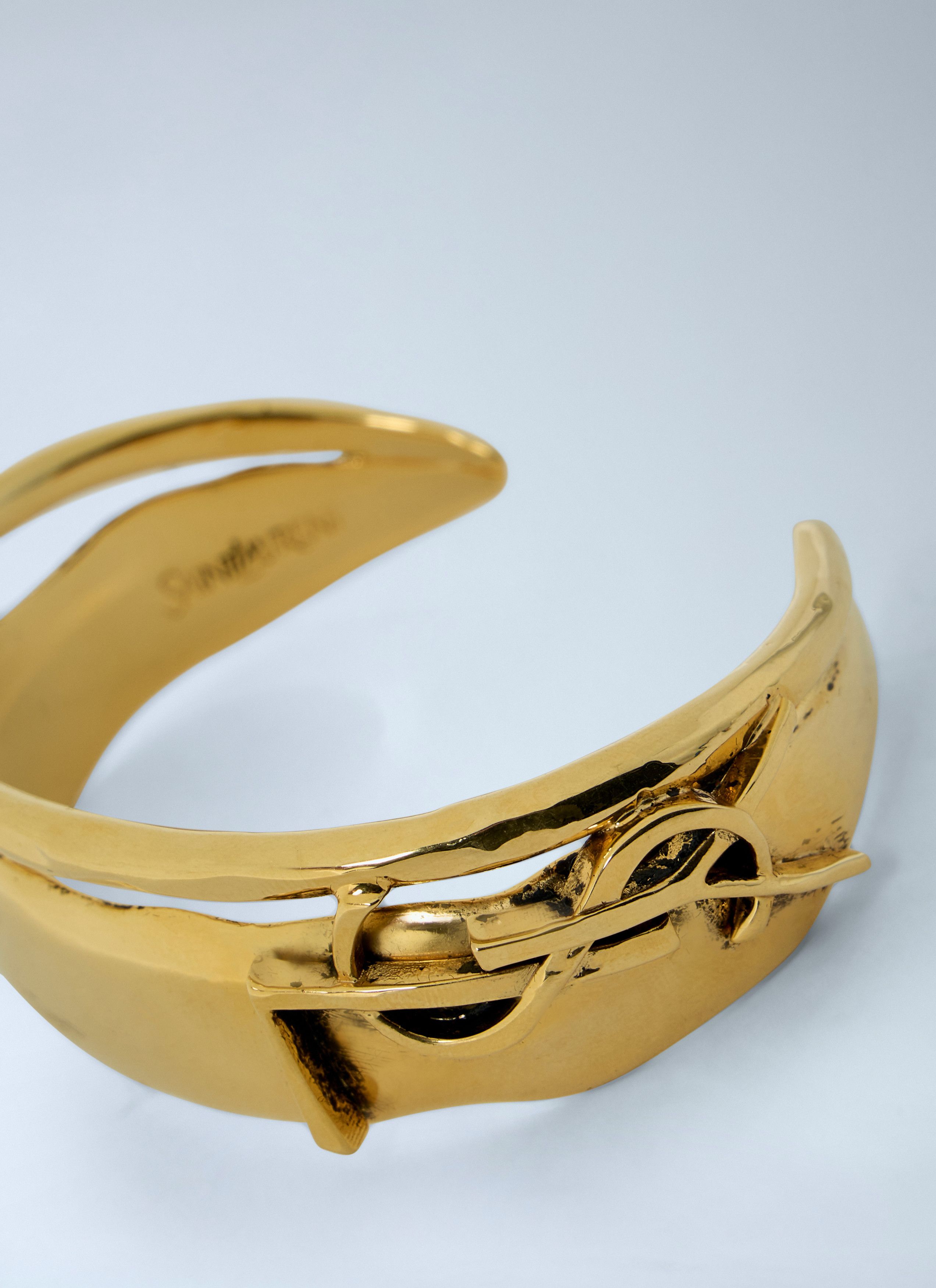 Saint Laurent Paris Textured Metal Bangle Size ONE SIZE - 2 Thumbnail
