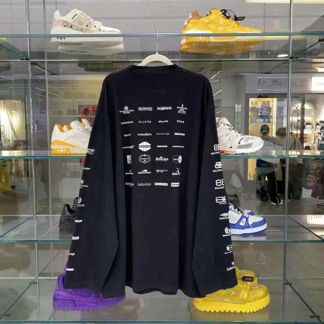 Balenciaga Balenciaga SS23 Multi Logo Black Long Sleeve Size US M / EU 48-50 / 2 - 2 Thumbnail