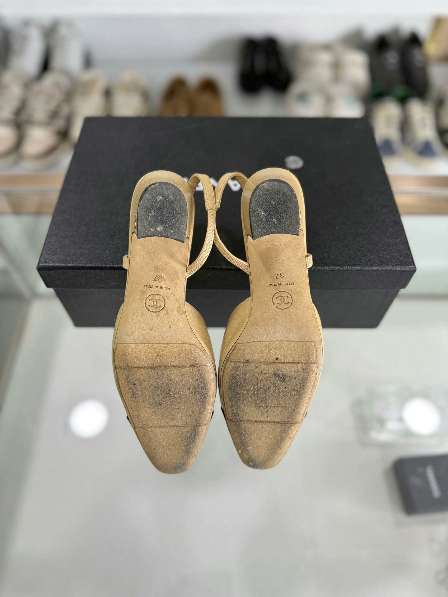 Chanel Chanel Beige Slingback Low Heel Shoes Size US 6 / IT 36 - 4 Thumbnail