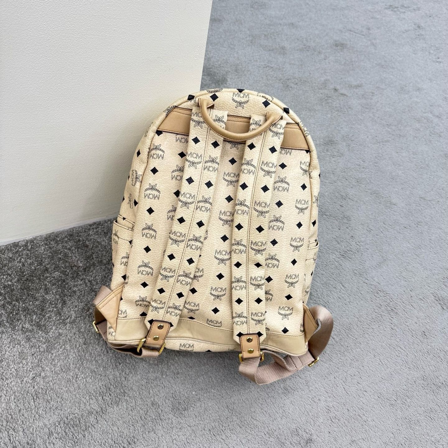 MCM MCM Visetos Large Beige Backpack Size ONE SIZE - 2 Thumbnail