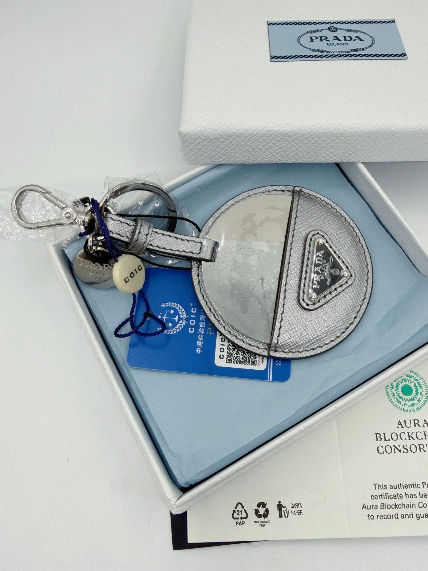 Prada Prada Triangle Logo Mirror Keychain Size ONE SIZE - 2 Thumbnail