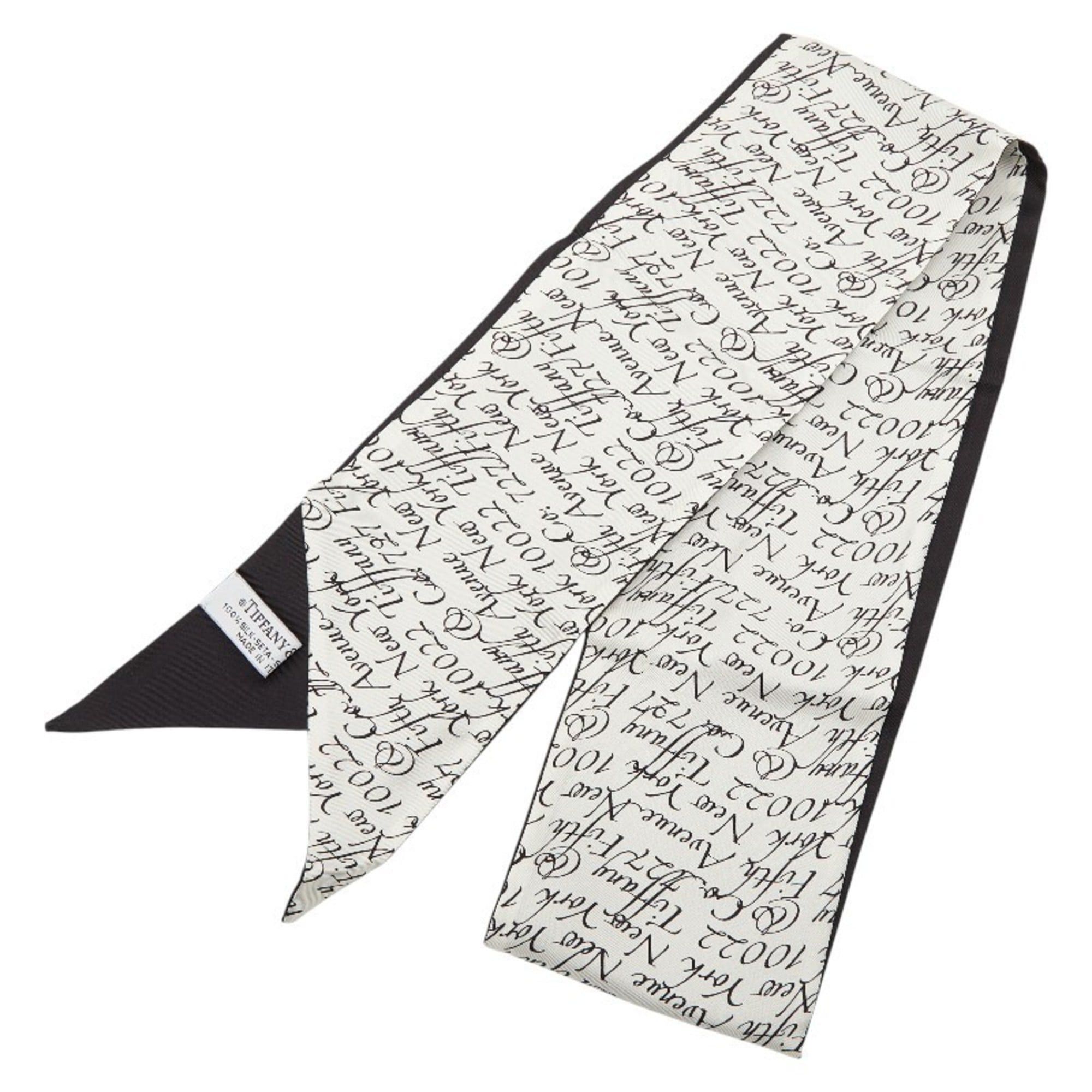 Tiffany & Co. Tiffany & Co. scarf, muffler, ribbon white and black silk, women's. Size ONE SIZE - 2 Thumbnail
