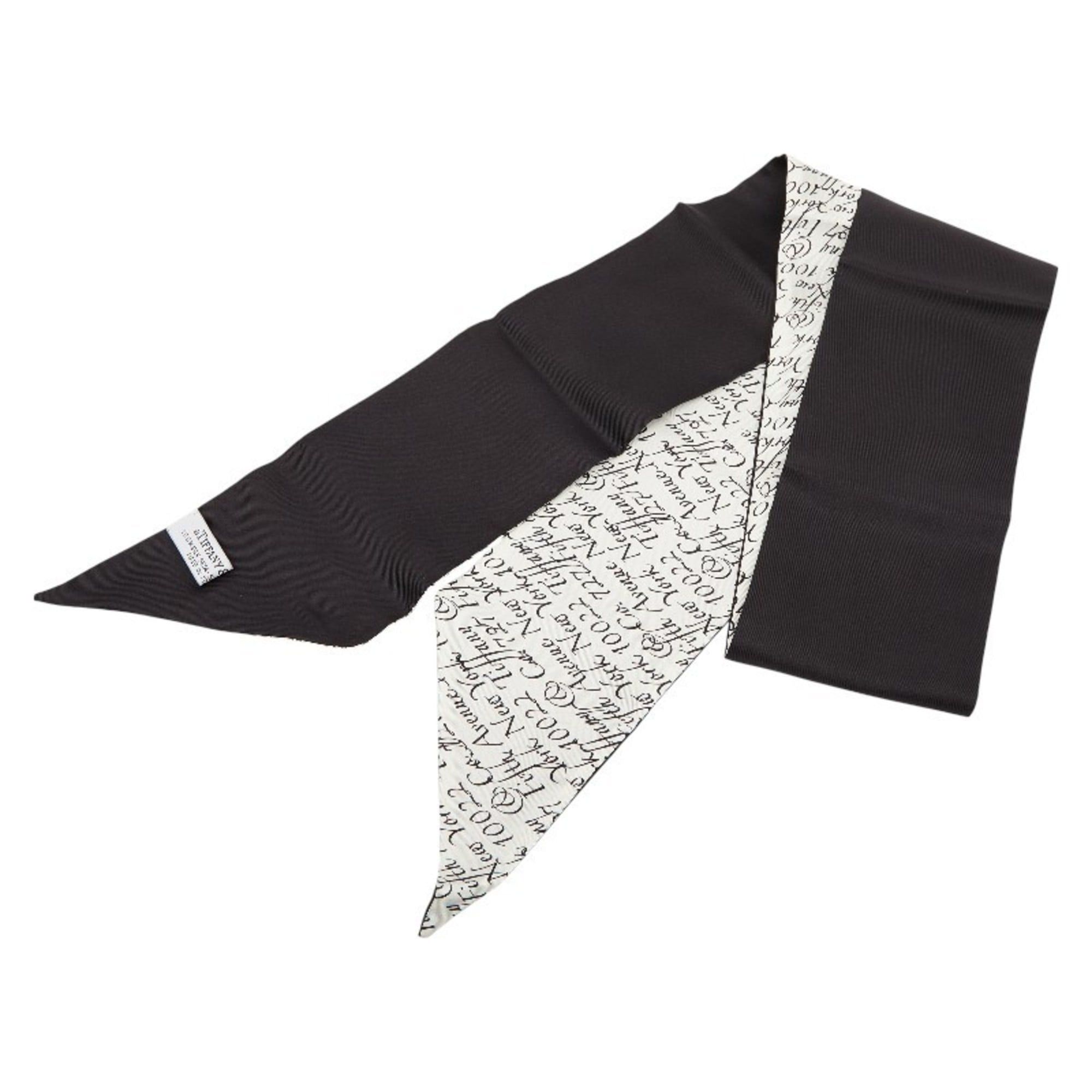 Tiffany & Co. Tiffany & Co. scarf, muffler, ribbon white and black silk, women's. Size ONE SIZE - 3 Thumbnail