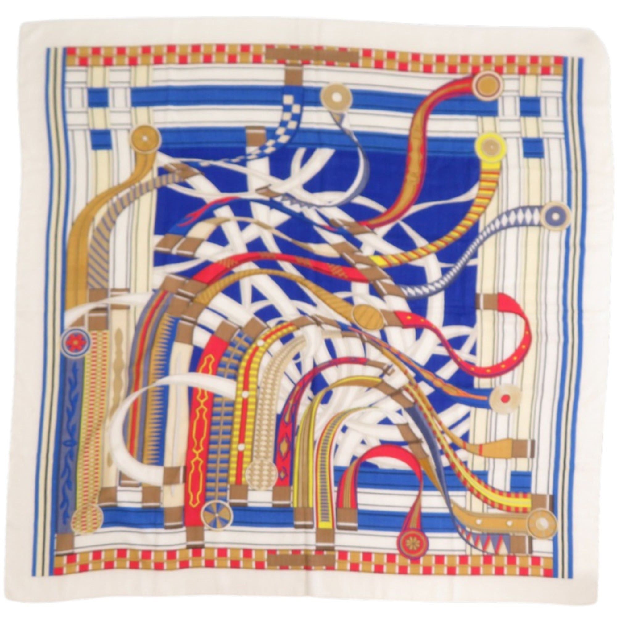 Hermes Hermès Carré 140 Jean Volt Epirouette Cashmere Silk White Scarf Muffler 0628HERMES Size ONE SIZE - 3 Thumbnail