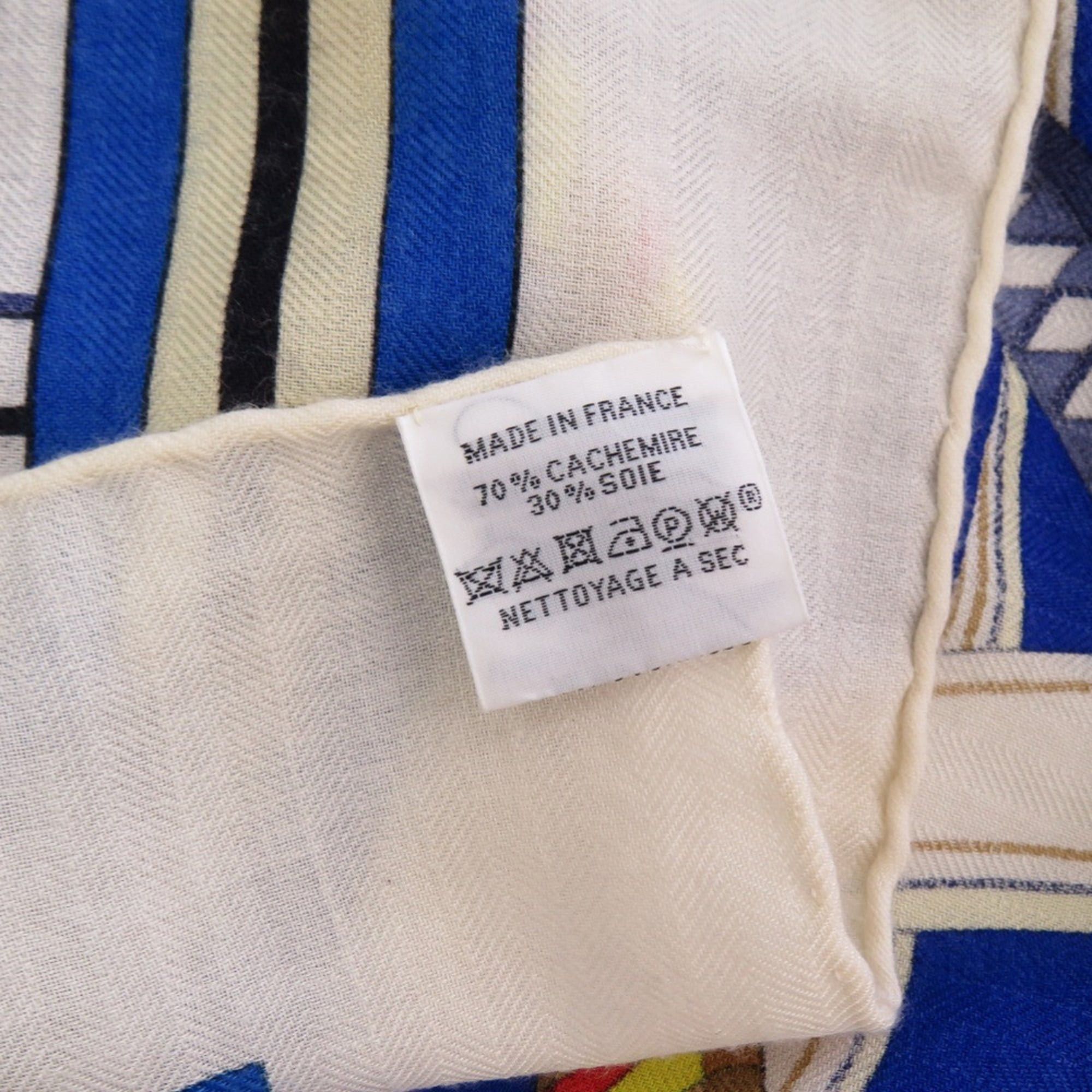 Hermes Hermès Carré 140 Jean Volt Epirouette Cashmere Silk White Scarf Muffler 0628HERMES Size ONE SIZE - 4 Thumbnail