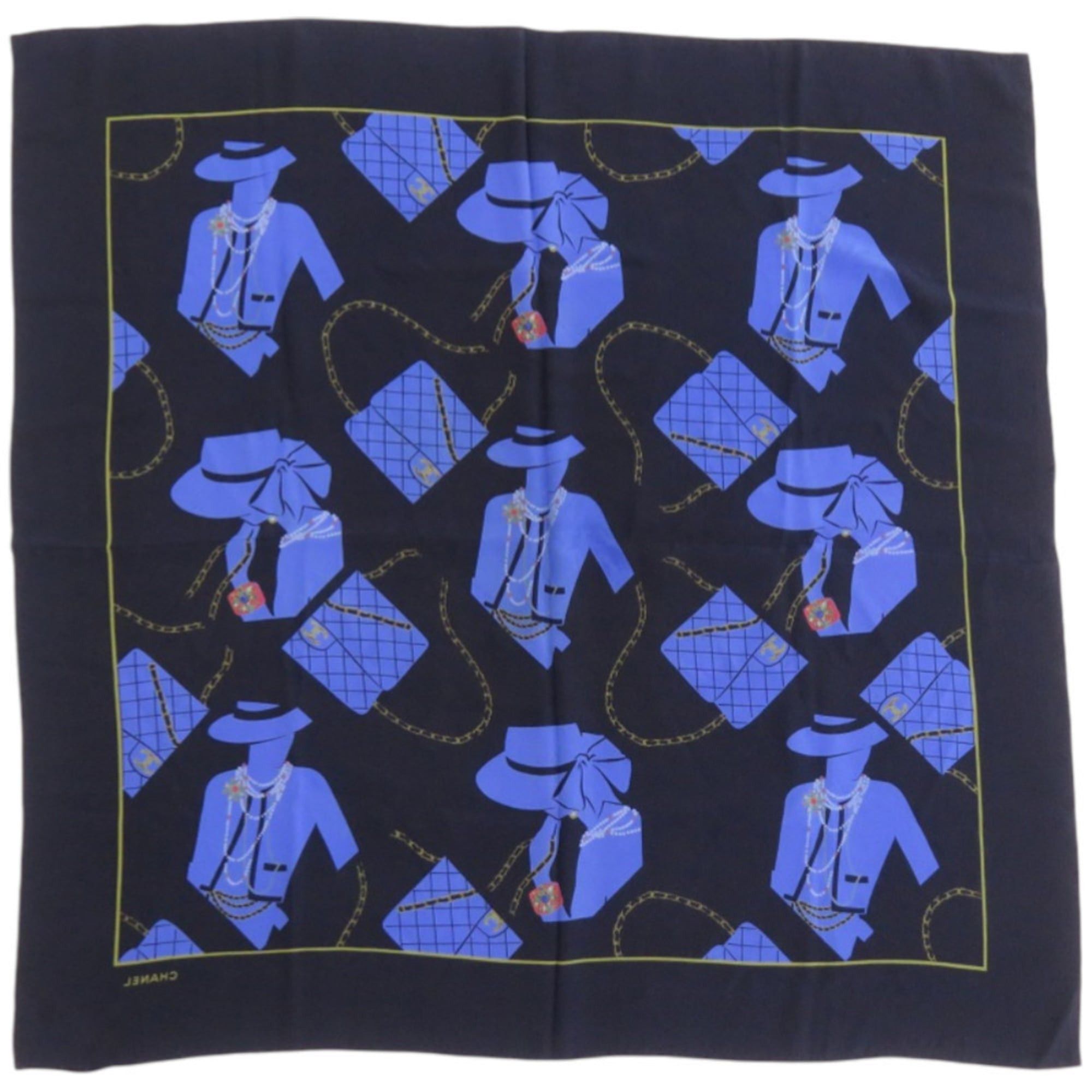 Chanel Excellent condition Chanel Mademoiselle silk black scarf/muffler 0392CHANEL Size ONE SIZE - 2 Thumbnail
