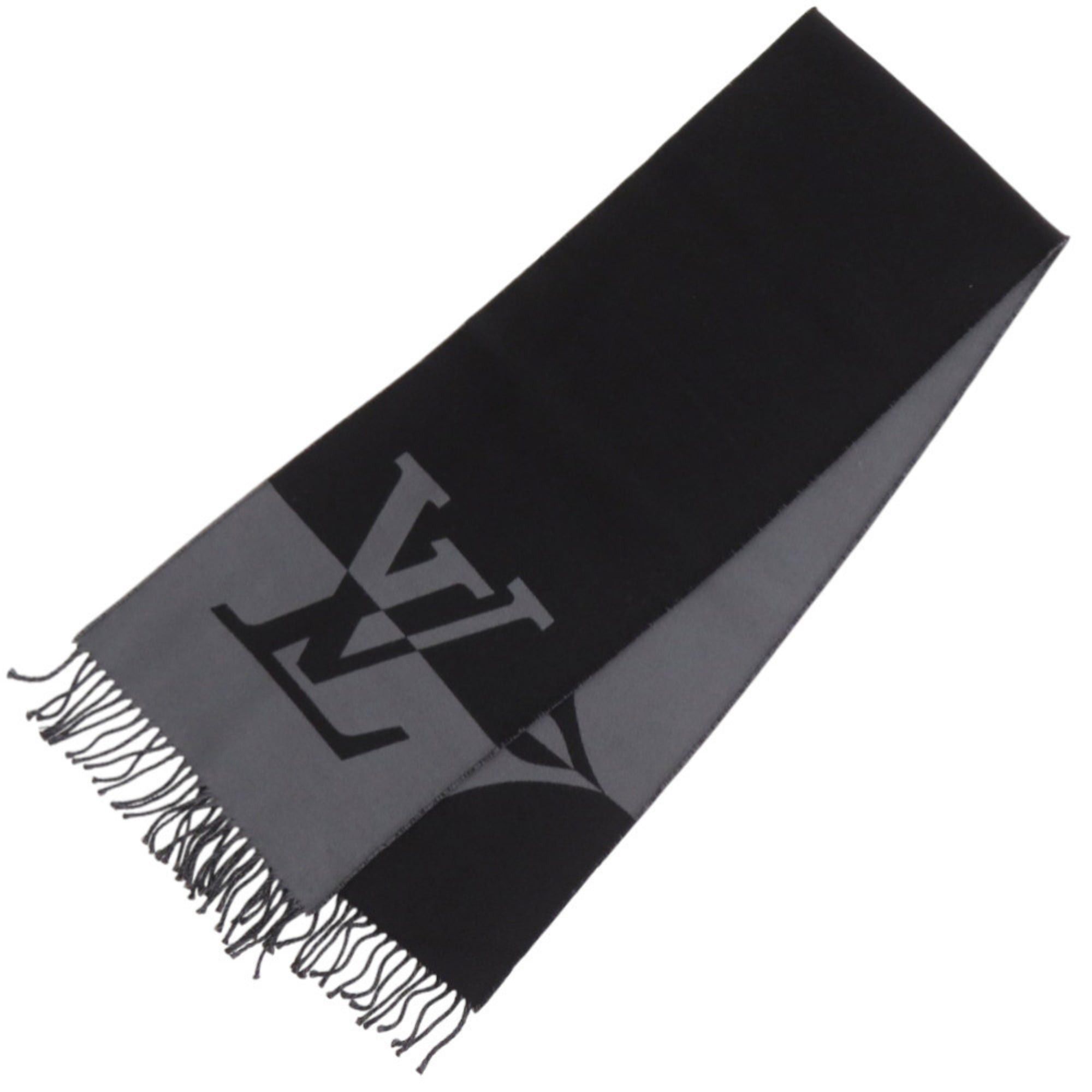 Like new Louis Vuitton Graphic Dual M79097 scarf, wool, cashmere, noir, black. LV 0425LOUIS VUITTON