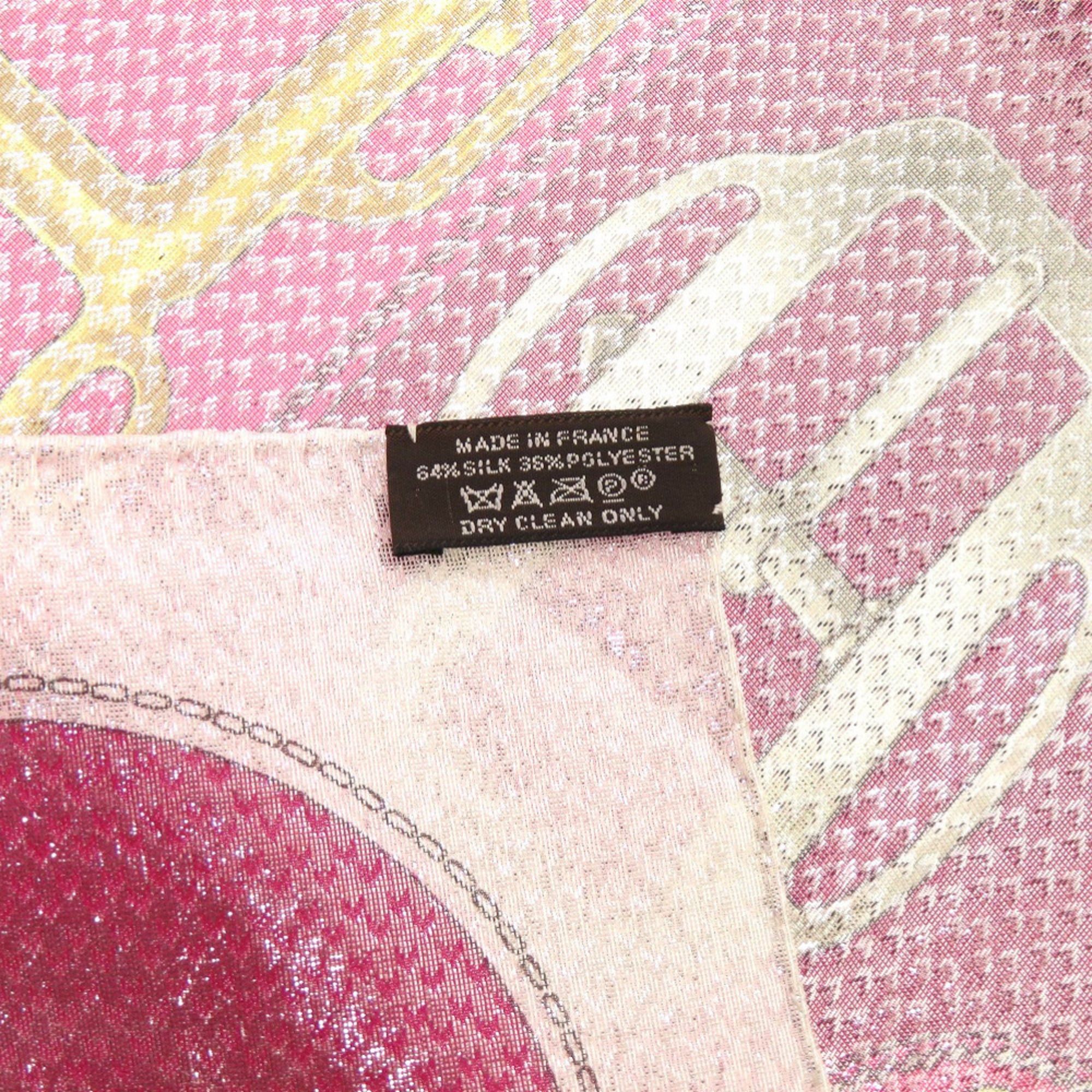 Hermes Like new Hermès Carré 70 BOVCLERIE D'ATTELAGE buckle, silk and polyester, pink scarf/muffler, 0136HERMES Size ONE SIZE - 3 Thumbnail