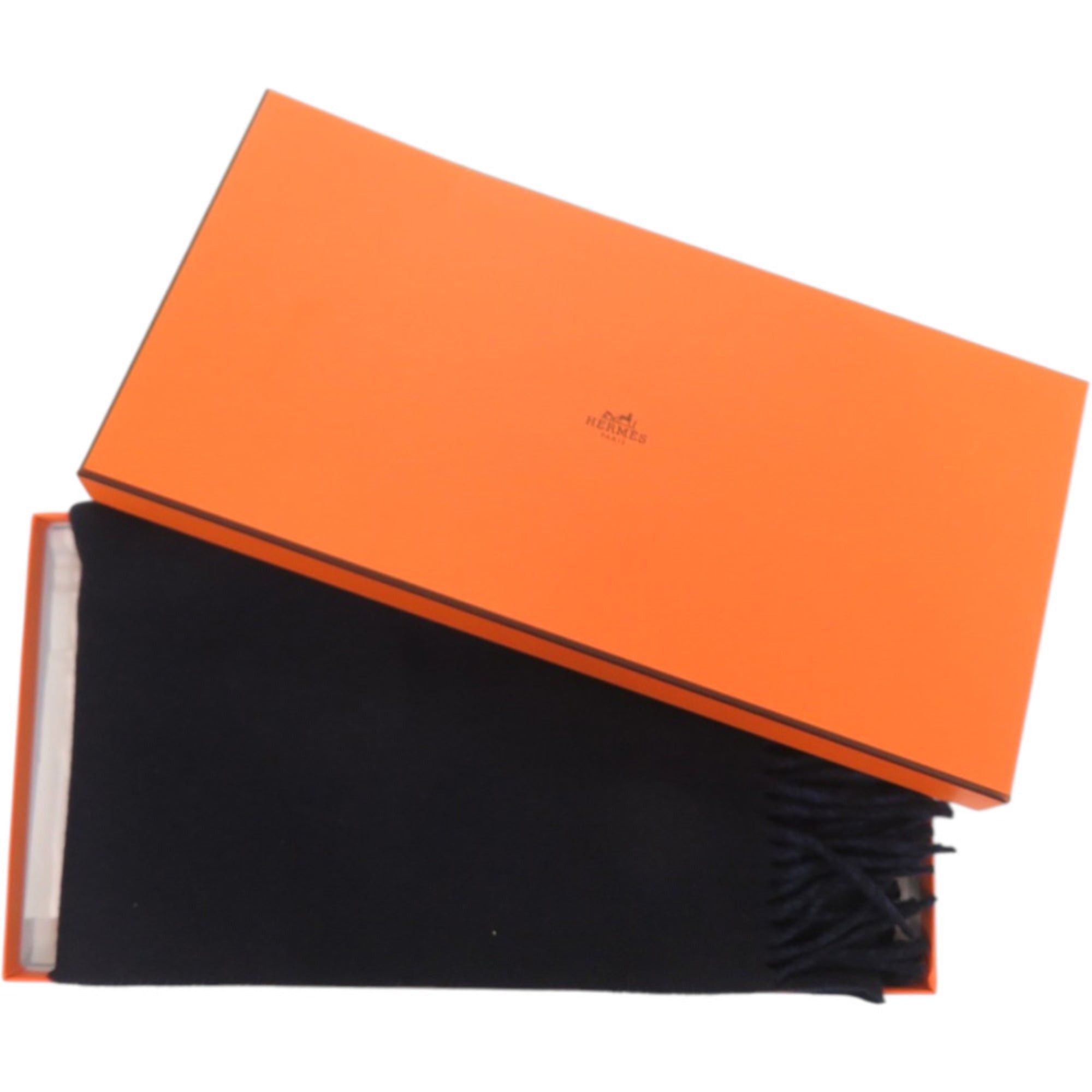 Hermes Unused Hermès Recto Verso H393800T 01 Cashmere Marine Navy Scarf 0738HERMES Size ONE SIZE - 2 Thumbnail