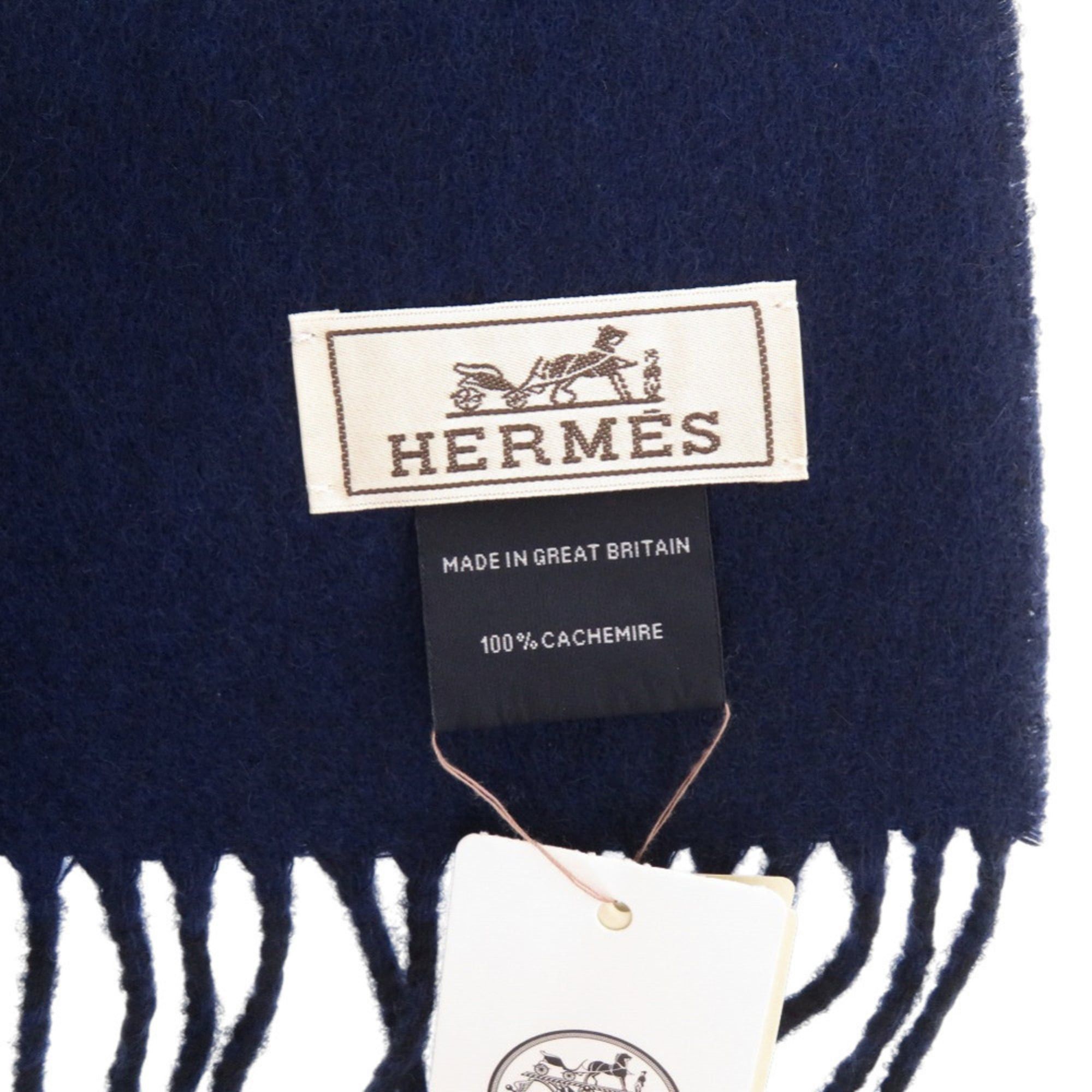 Hermes Unused Hermès Recto Verso H393800T 01 Cashmere Marine Navy Scarf 0738HERMES Size ONE SIZE - 6 Thumbnail