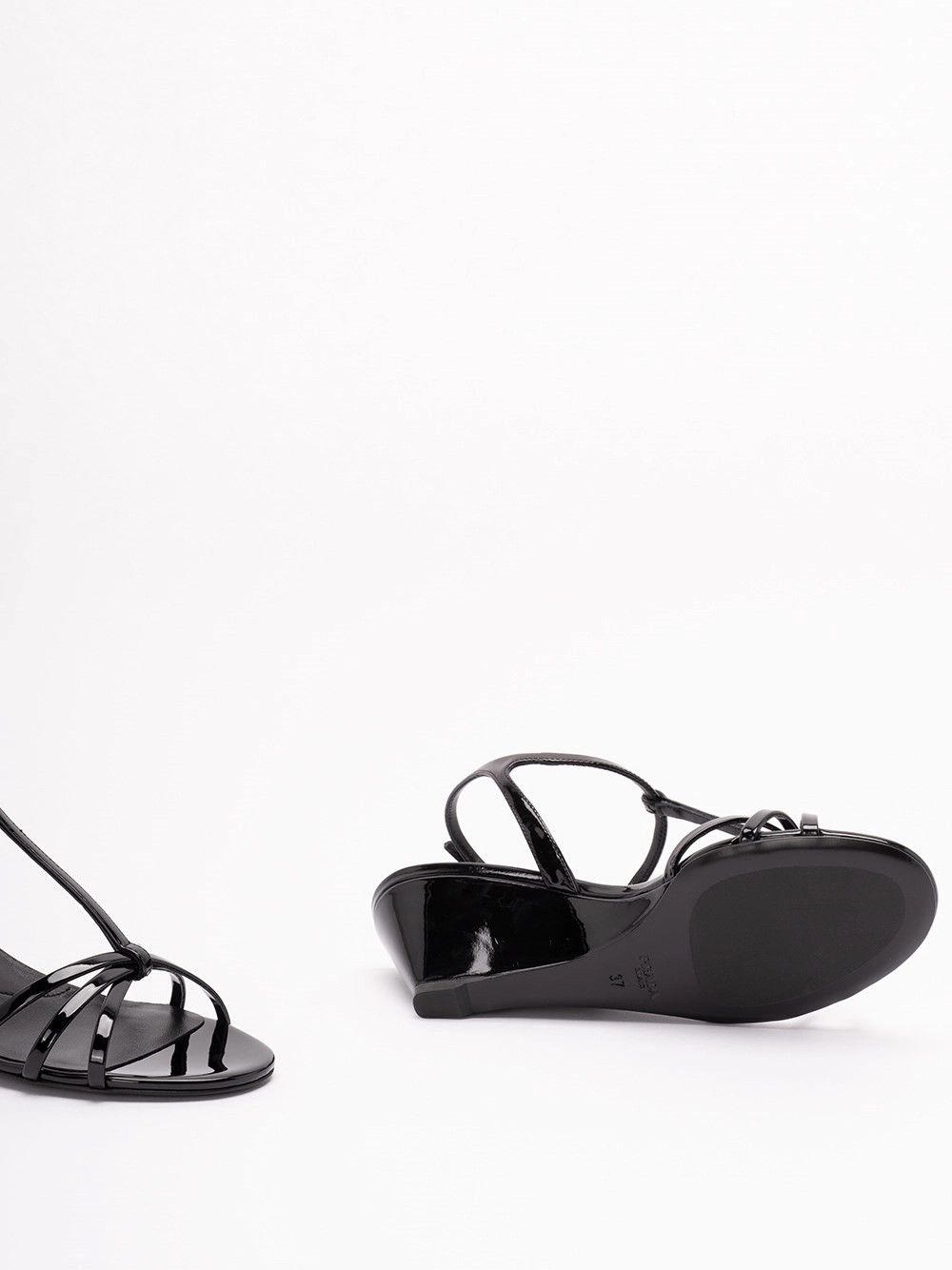 Prada Patent Leather Wedge Sandals Size US 6 / IT 36 - 4 Thumbnail