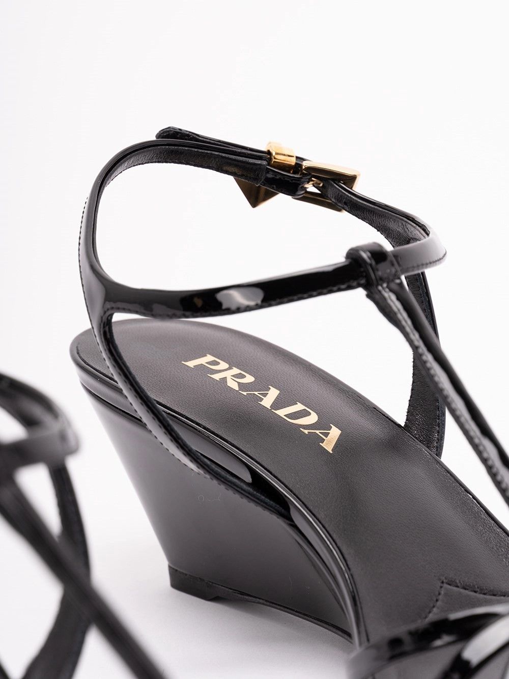 Prada Patent Leather Wedge Sandals Size US 8 / IT 38 - 5 Thumbnail