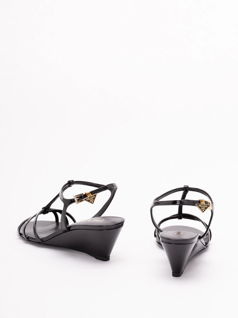 Prada Patent Leather Wedge Sandals Size US 9 / IT 39 - 3 Thumbnail