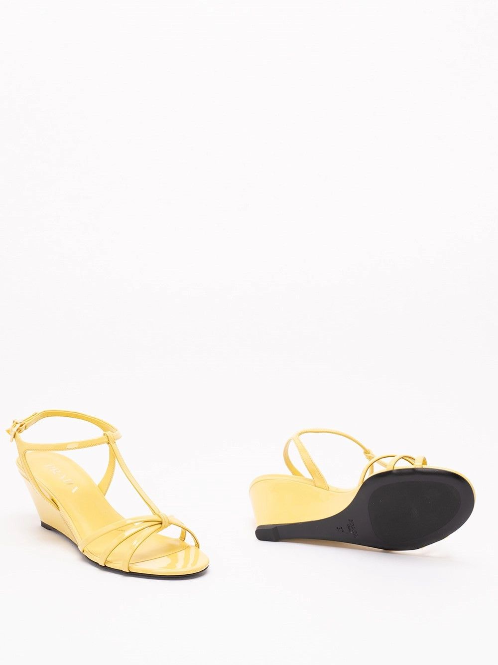 Prada Patent Leather Wedge Sandals Size US 8 / IT 38 - 4 Thumbnail