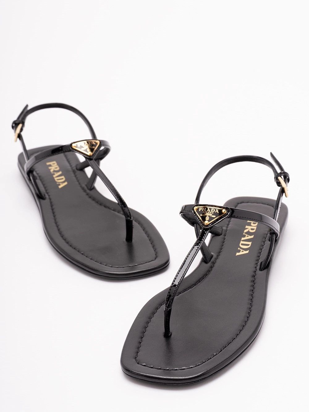 Prada Patent Leather Flat Sandals Size US 7 / IT 37 - 5 Thumbnail