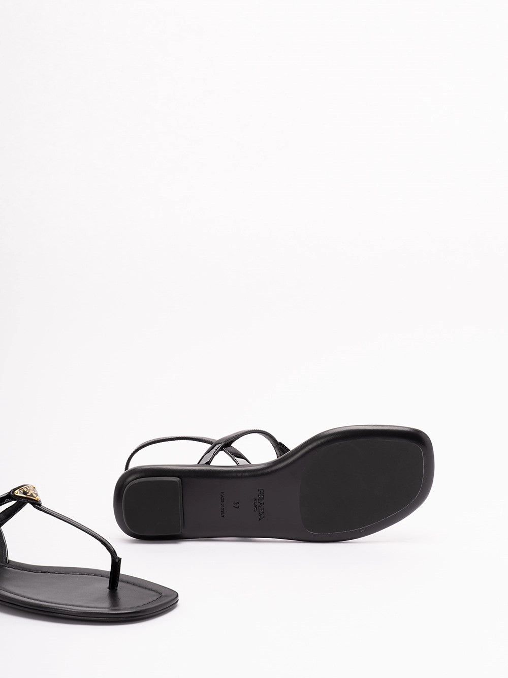 Prada Patent Leather Flat Sandals Size US 9 / IT 39 - 4 Thumbnail