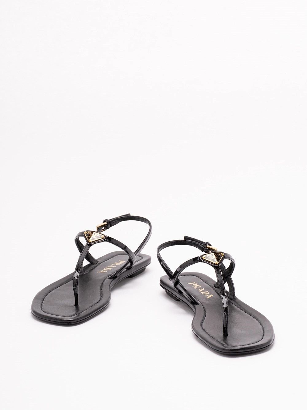 Prada Patent Leather Flat Sandals Size US 10 / IT 40 - 2 Thumbnail