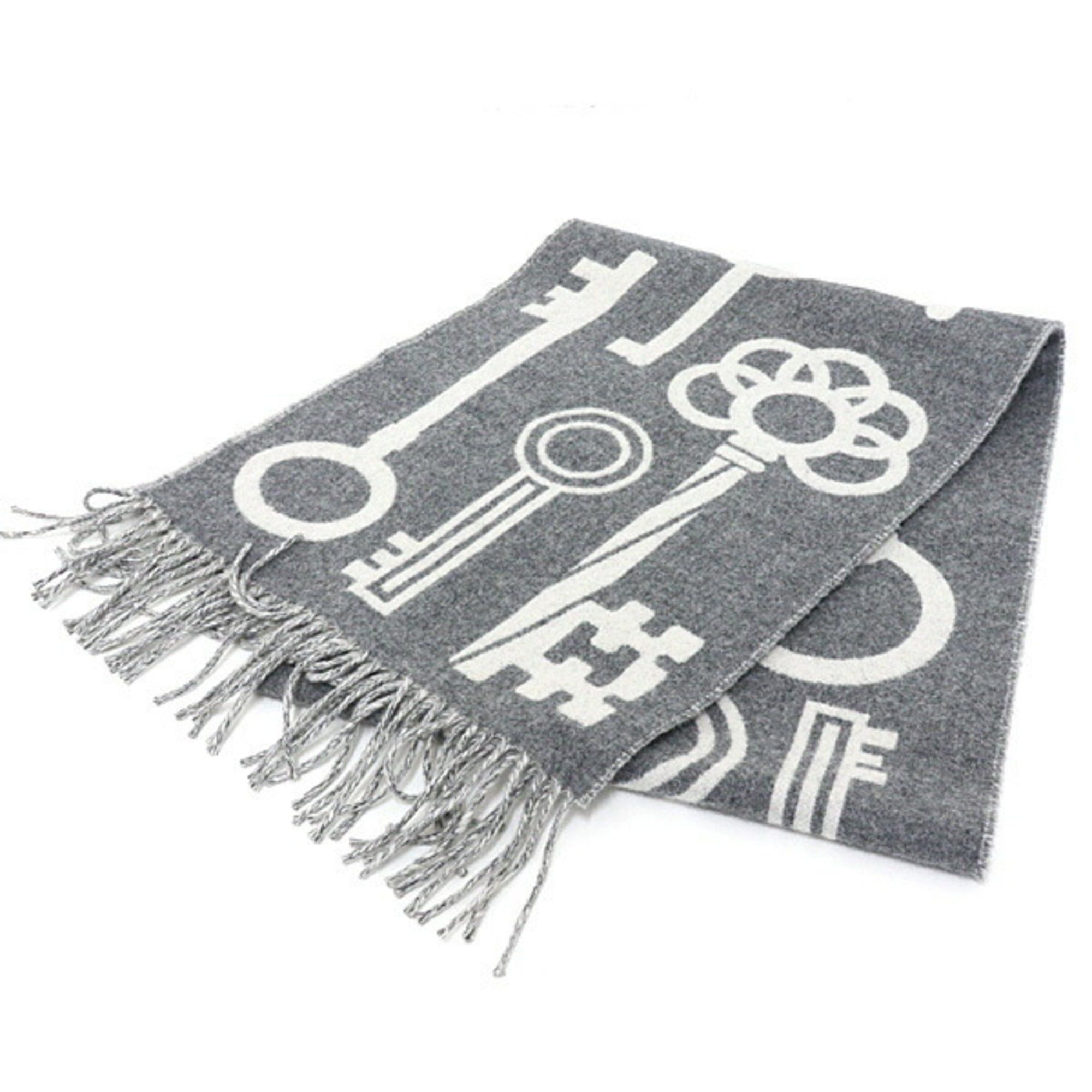 Hermes Hermes HERMRS Hermès Cashmere Scarf Kazak Key Collection 100% Gray Size ONE SIZE - 3 Thumbnail