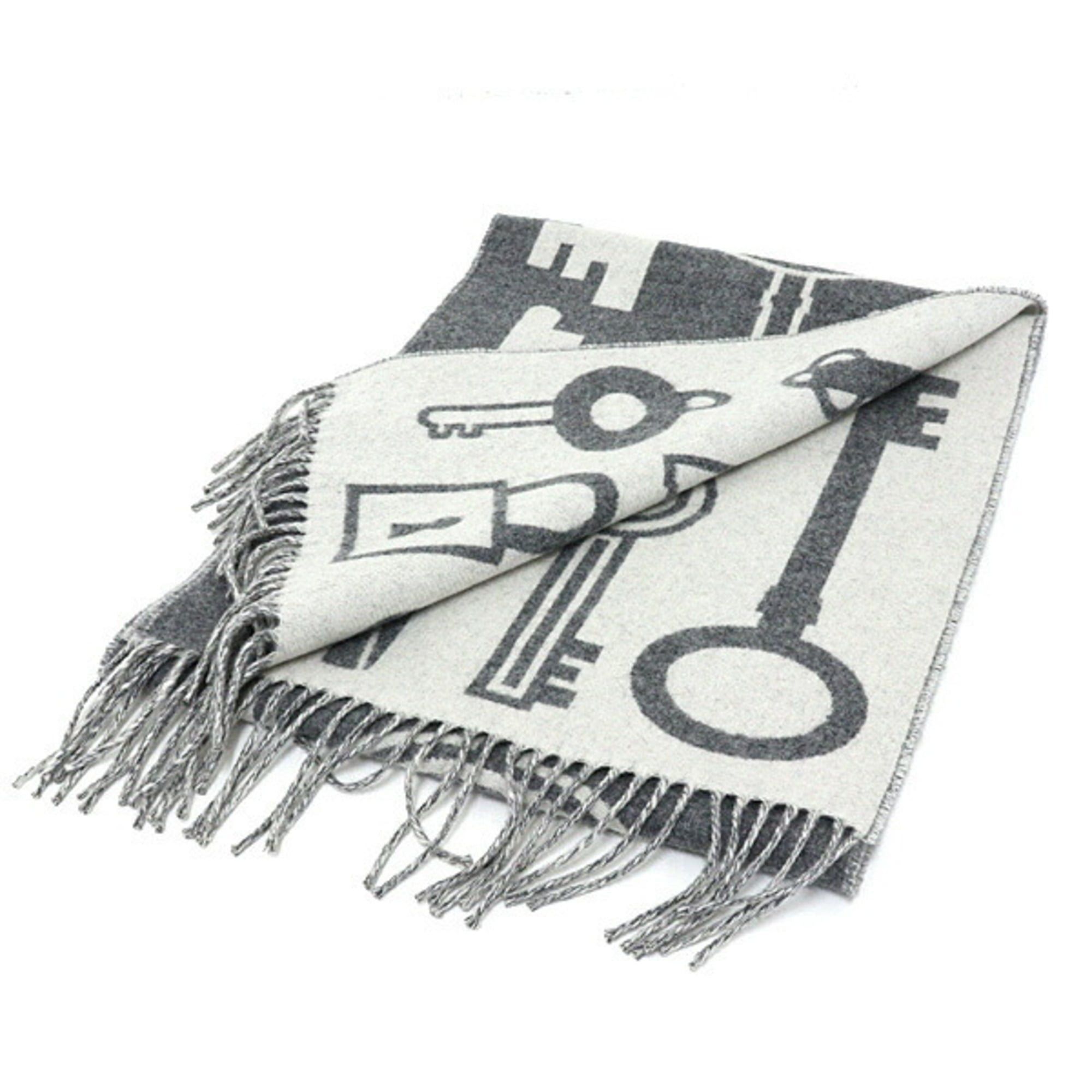 Hermes Hermes HERMRS Hermès Cashmere Scarf Kazak Key Collection 100% Gray Size ONE SIZE - 2 Thumbnail