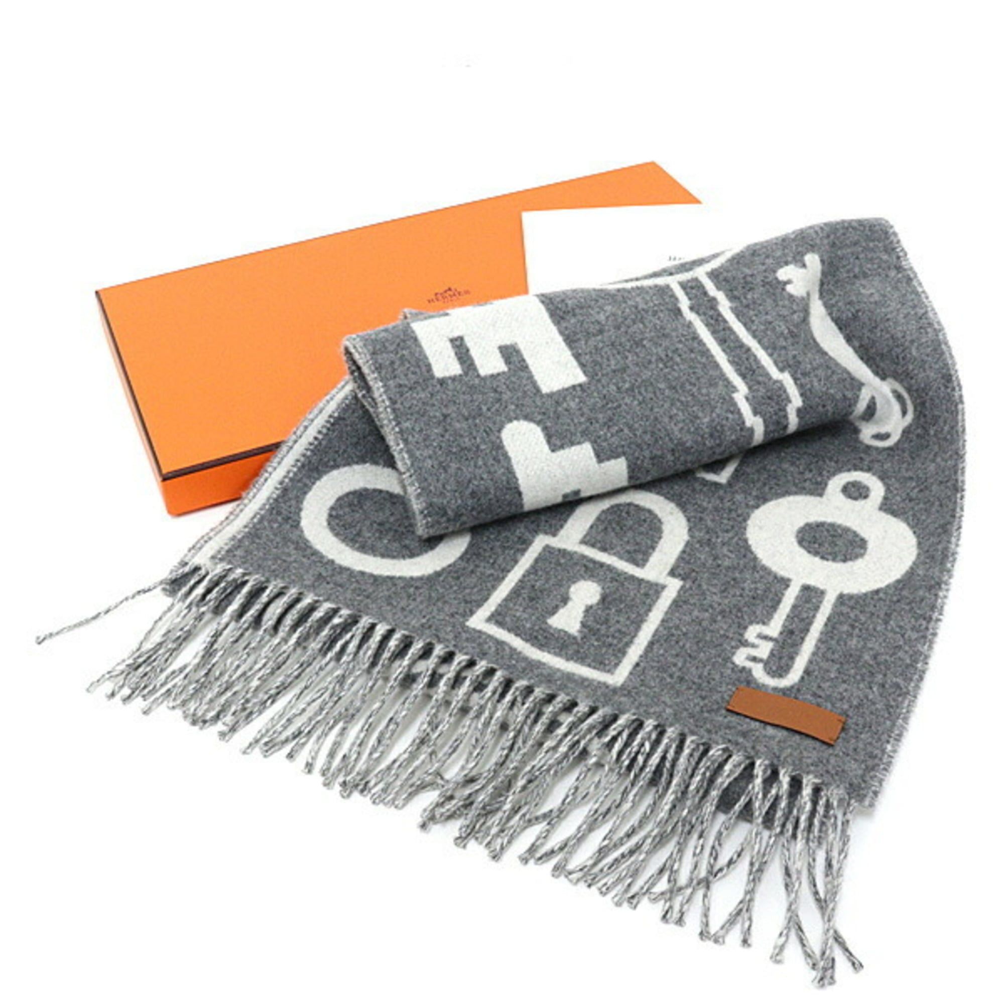 Hermes Hermes HERMRS Hermès Cashmere Scarf Kazak Key Collection 100% Gray Size ONE SIZE - 6 Thumbnail