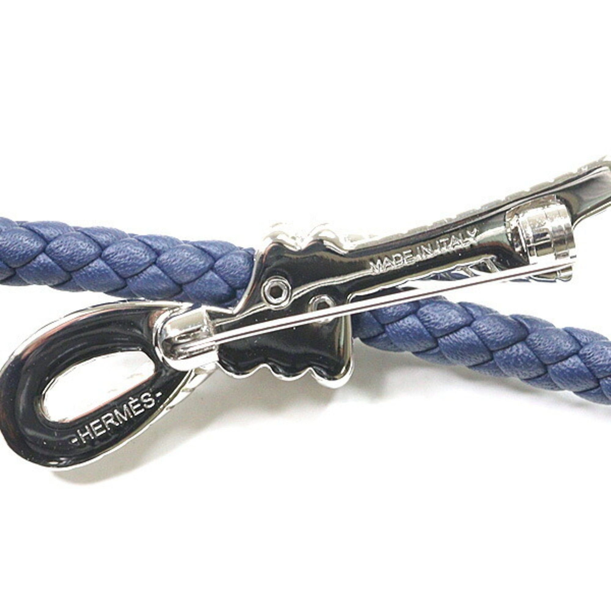 Hermes Hermes Brooch Fleur Swift Linen Blue Navy Flower Size ONE SIZE - 3 Thumbnail