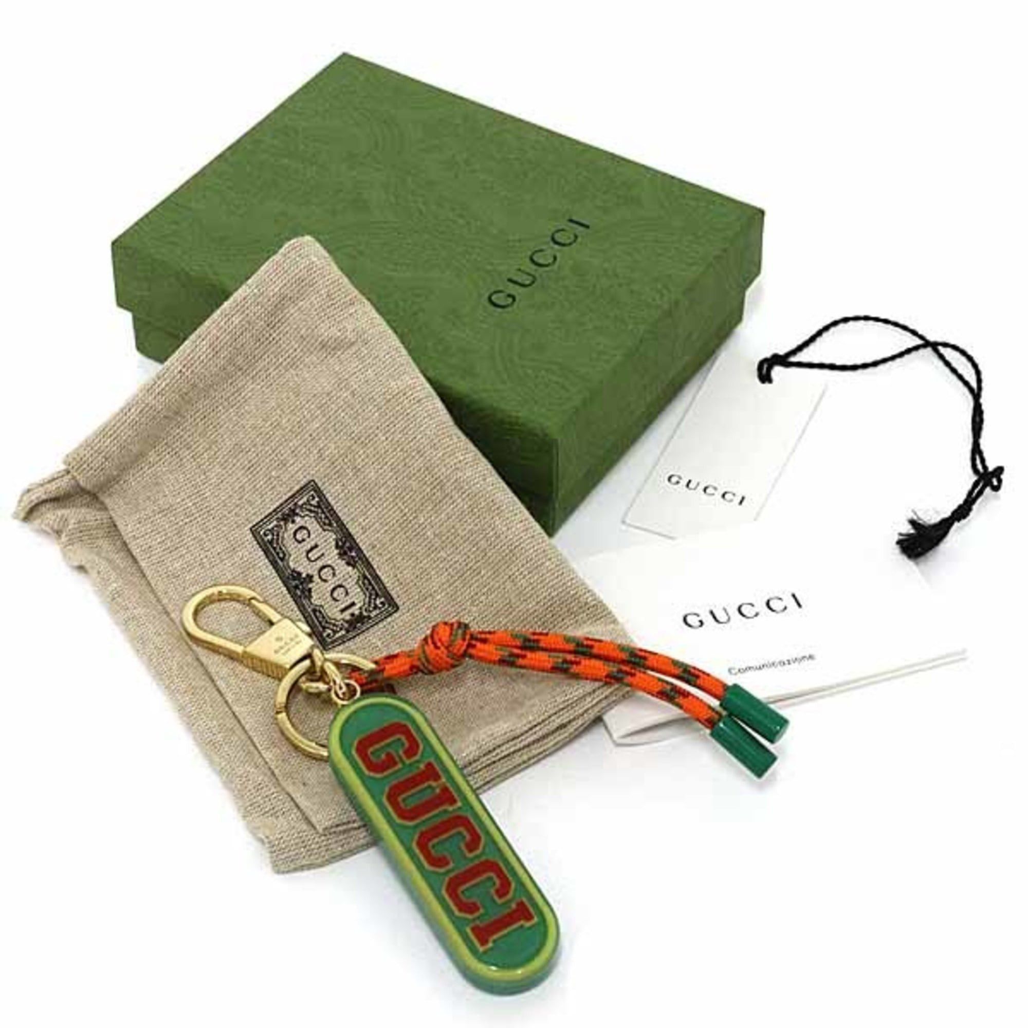 Gucci Gucci Keychain Key Holder Strap Charm 752697 Green Orange Size ONE SIZE - 2 Thumbnail