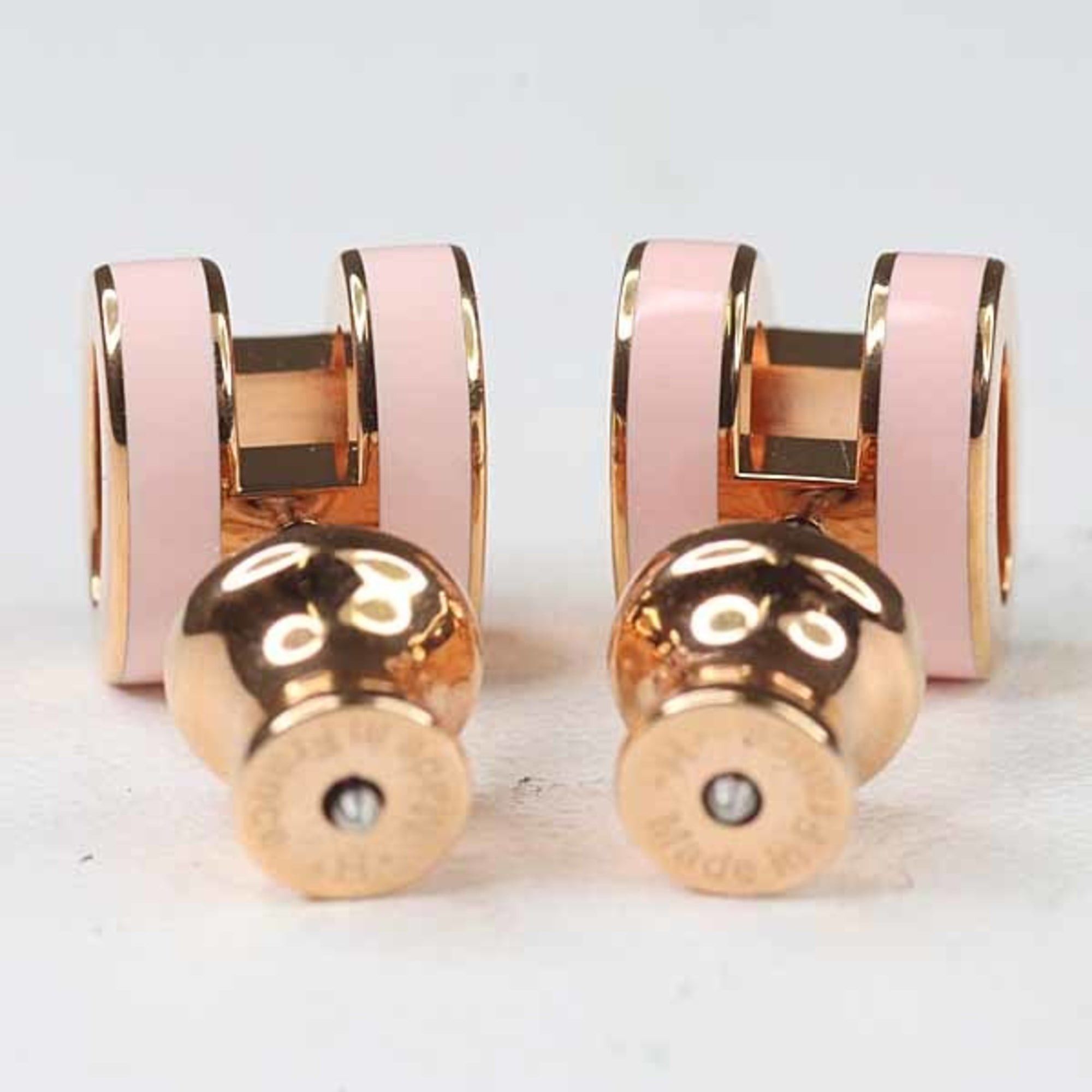 Hermes Hermes Earrings "Mini Pop H" Ash Lacquer Metal Rose Dragee Golden Unused Size ONE SIZE - 3 Thumbnail