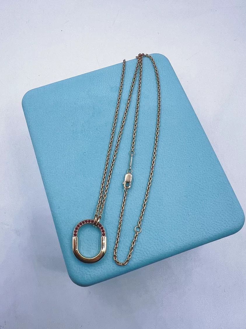 Tiffany & Co. Tiffany Lock Rose Gold Ruby Necklace Size ONE SIZE - 3 Thumbnail