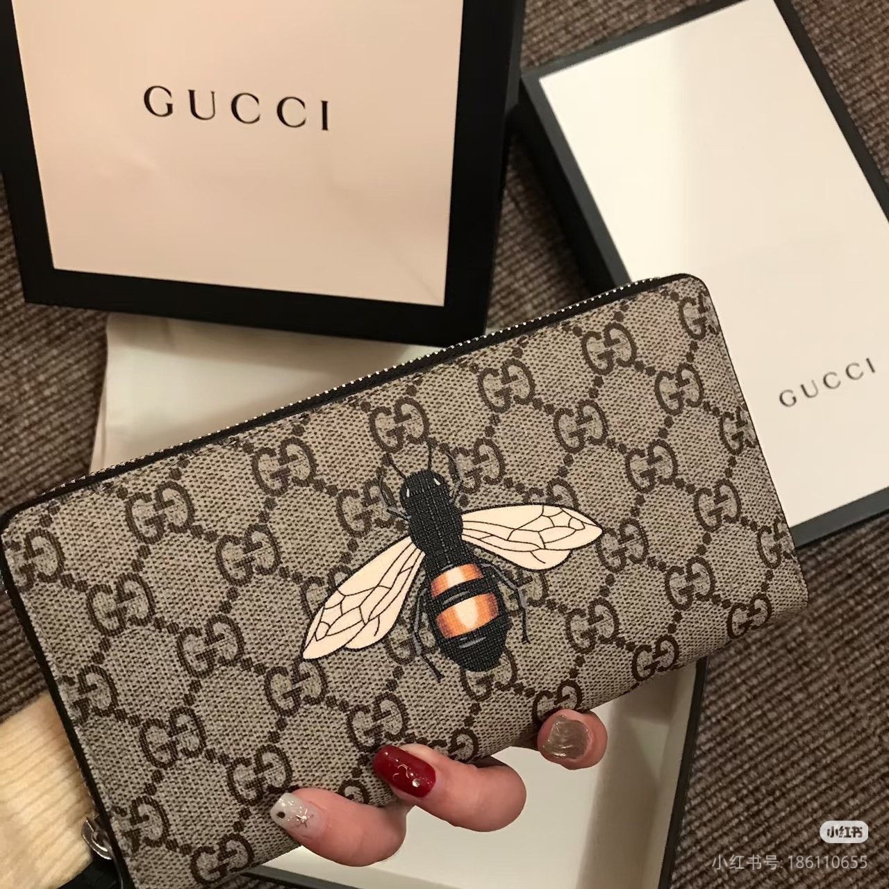 Gucci Gucci GG Monogram Bee Print Long Wallet Size ONE SIZE - 6 Thumbnail