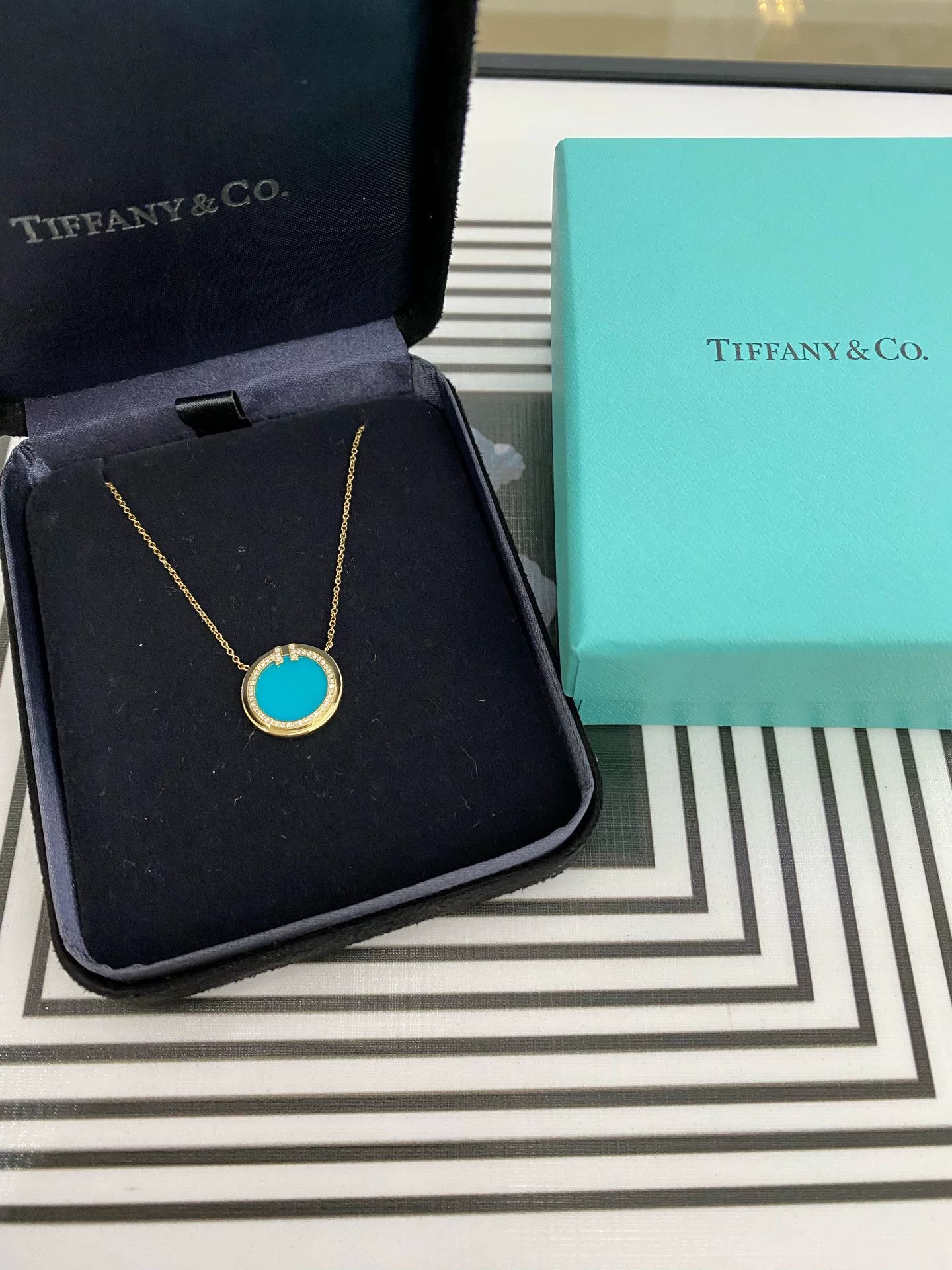 Tiffany & Co. Tiffany 18k Rose Gold Turquoise Necklace Size ONE SIZE - 2 Thumbnail