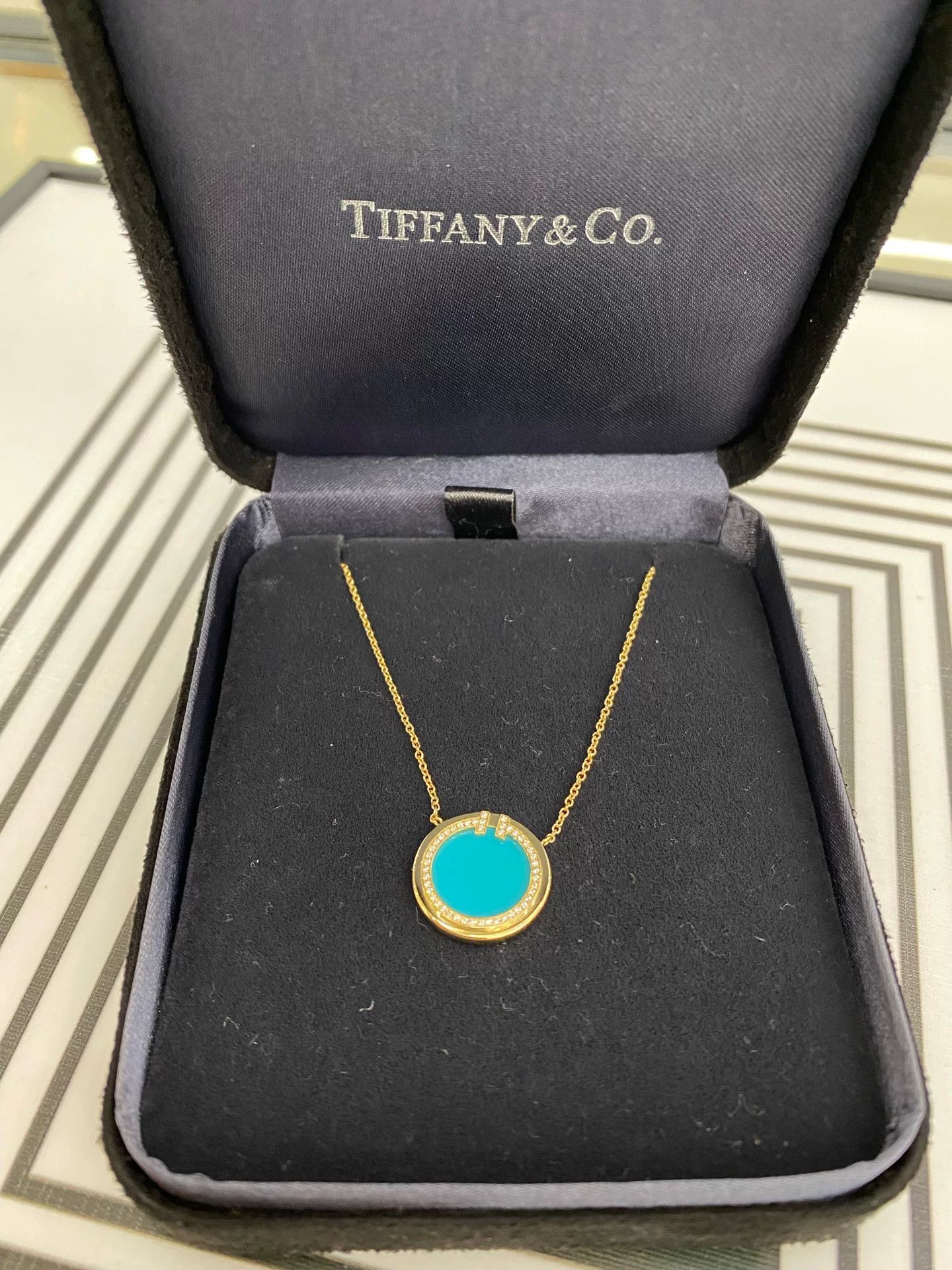 Tiffany & Co. Tiffany 18k Rose Gold Turquoise Necklace Size ONE SIZE - 3 Thumbnail