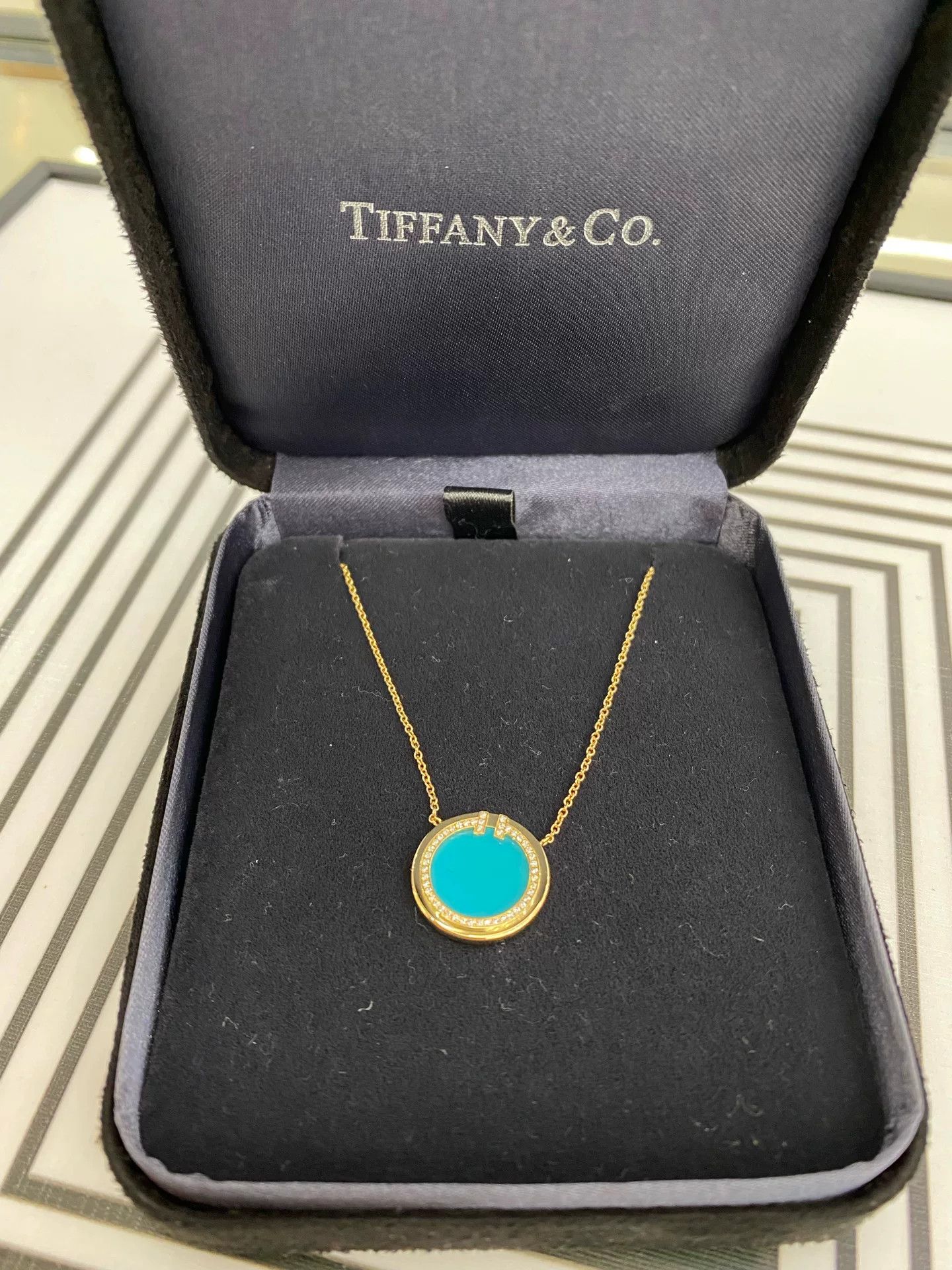 Tiffany & Co. Tiffany 18k Rose Gold Turquoise Necklace Size ONE SIZE - 4 Thumbnail