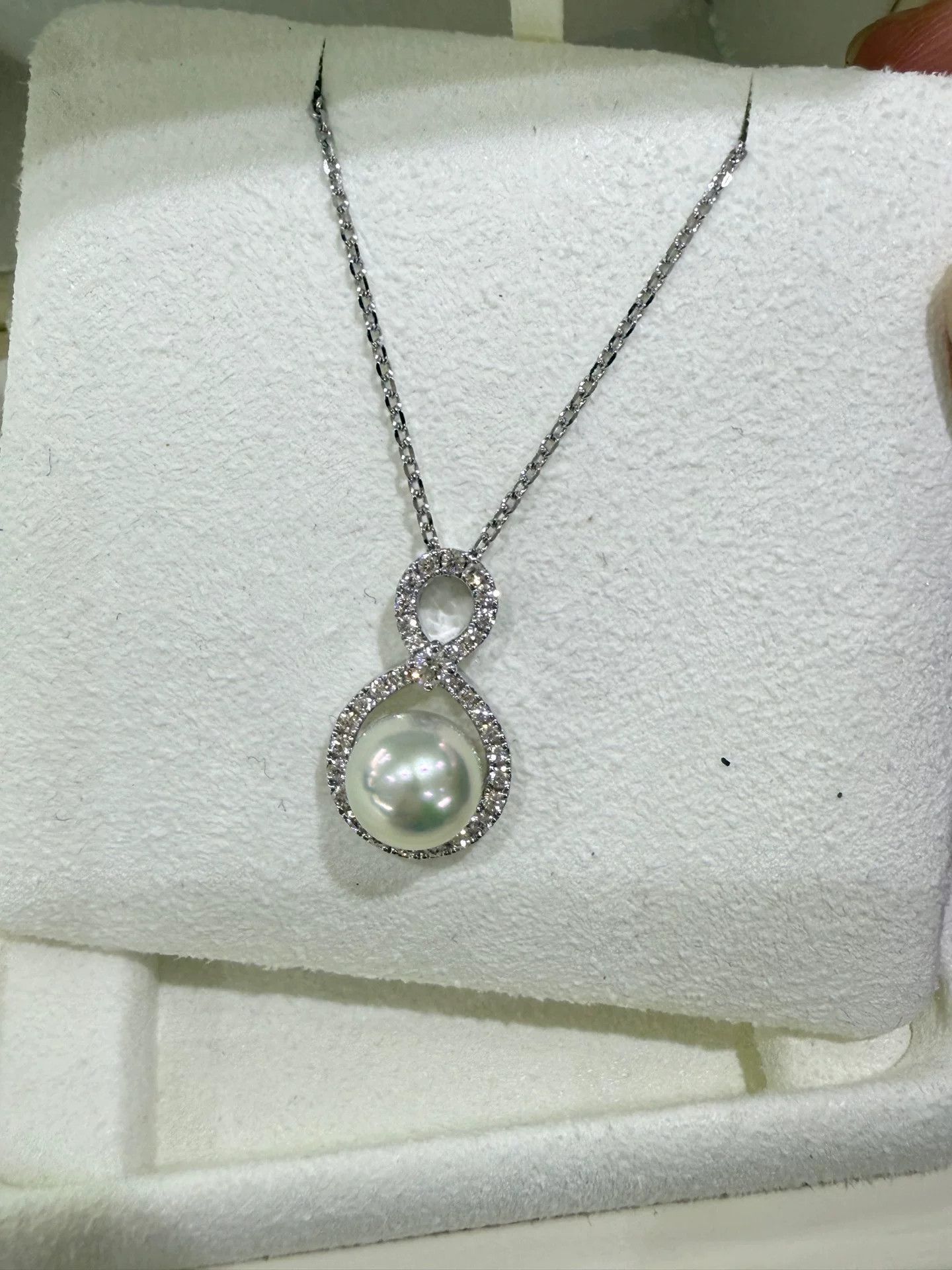 Mikimoto MIKIMOTO Akoya Pearl Diamond Necklace 18K White Gold Size ONE SIZE - 2 Thumbnail