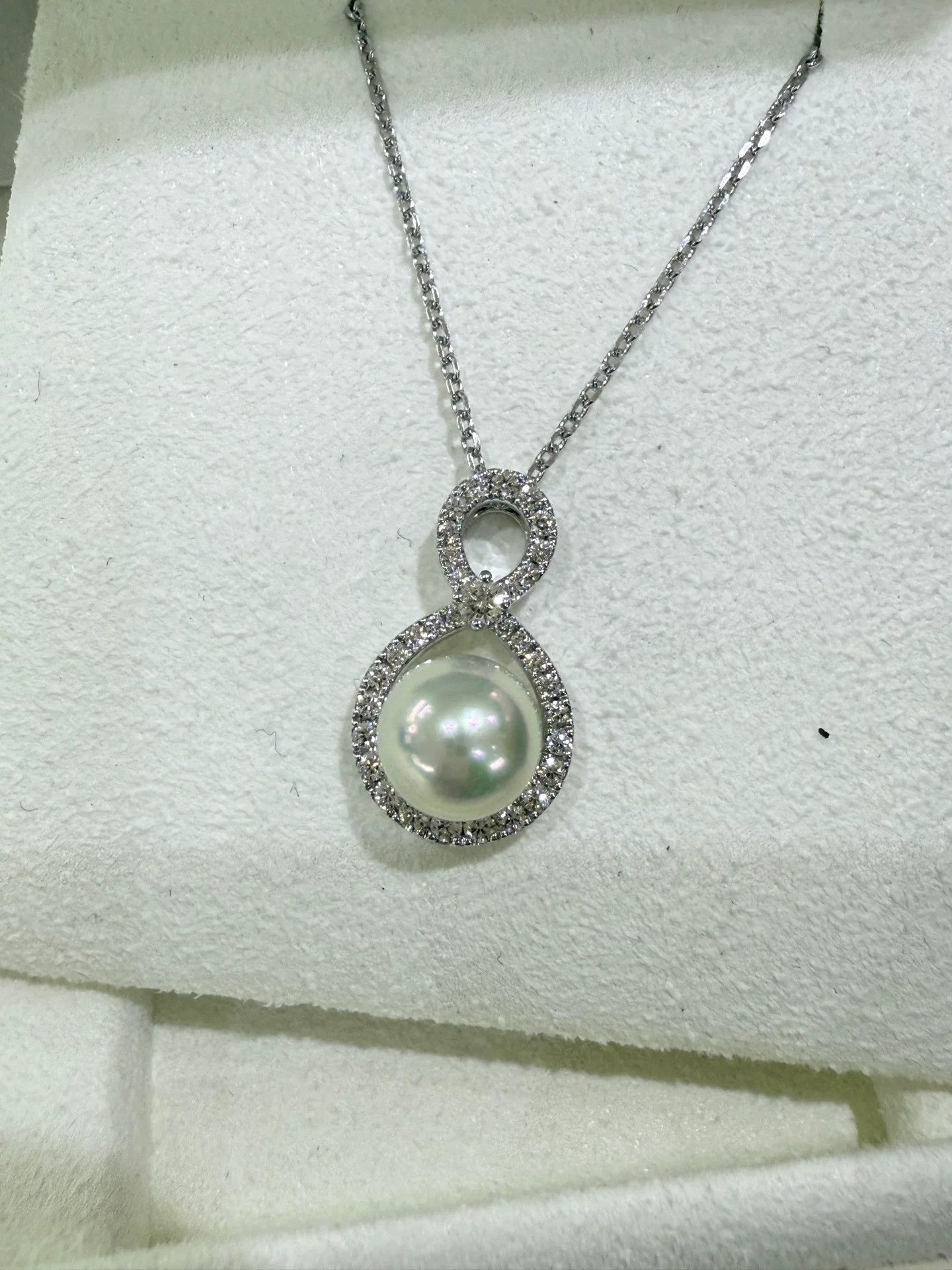 Mikimoto MIKIMOTO Akoya Pearl Diamond Necklace 18K White Gold Size ONE SIZE - 3 Thumbnail