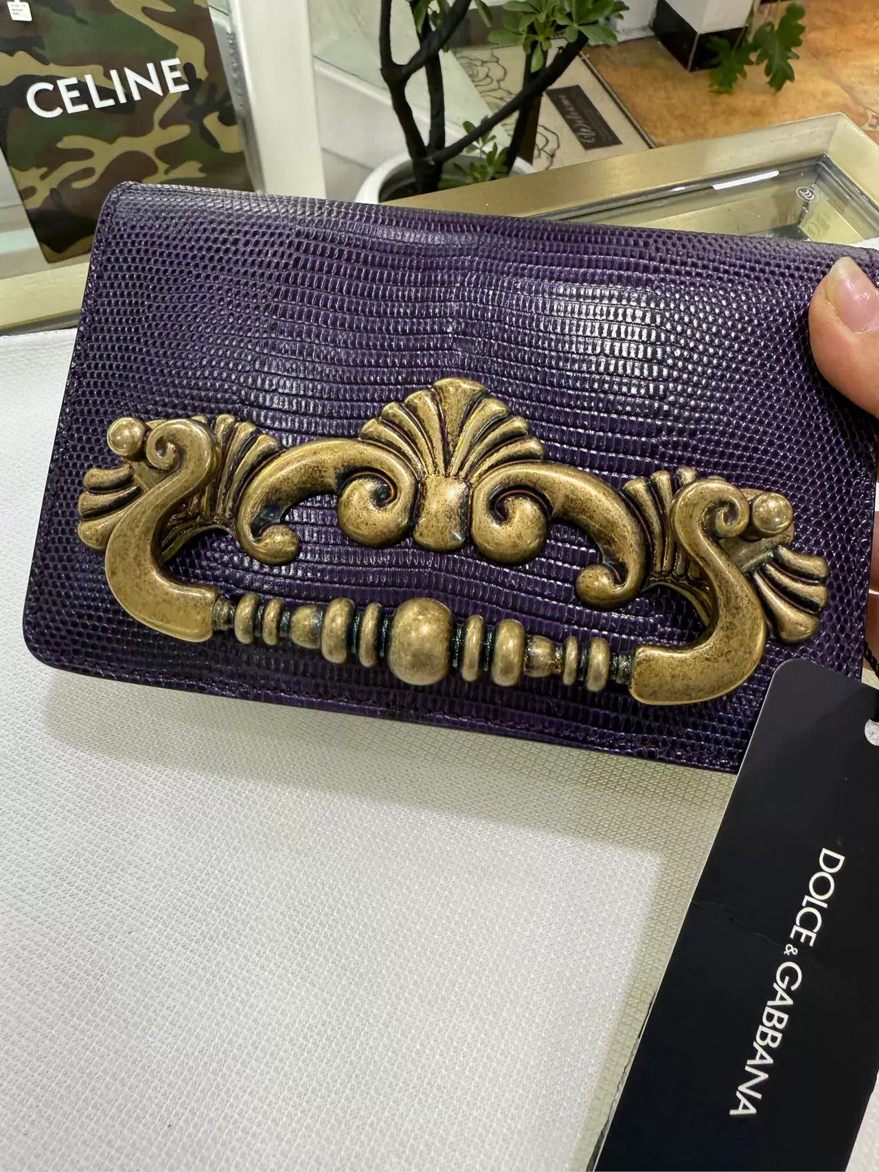Dolce & Gabbana Dolce Gabbana Snakeskin Purple Vintage Chain Bag Size ONE SIZE - 3 Thumbnail