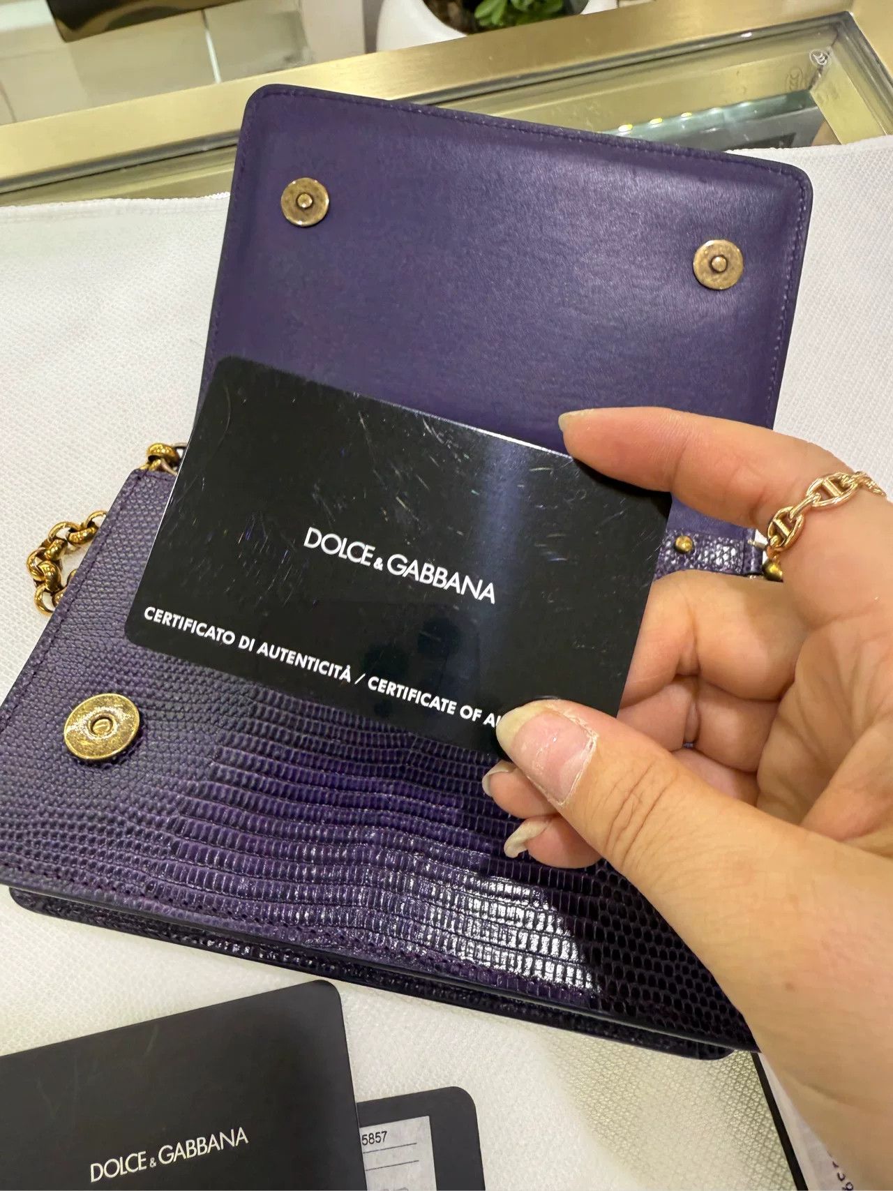 Dolce & Gabbana Dolce Gabbana Snakeskin Purple Vintage Chain Bag Size ONE SIZE - 5 Thumbnail