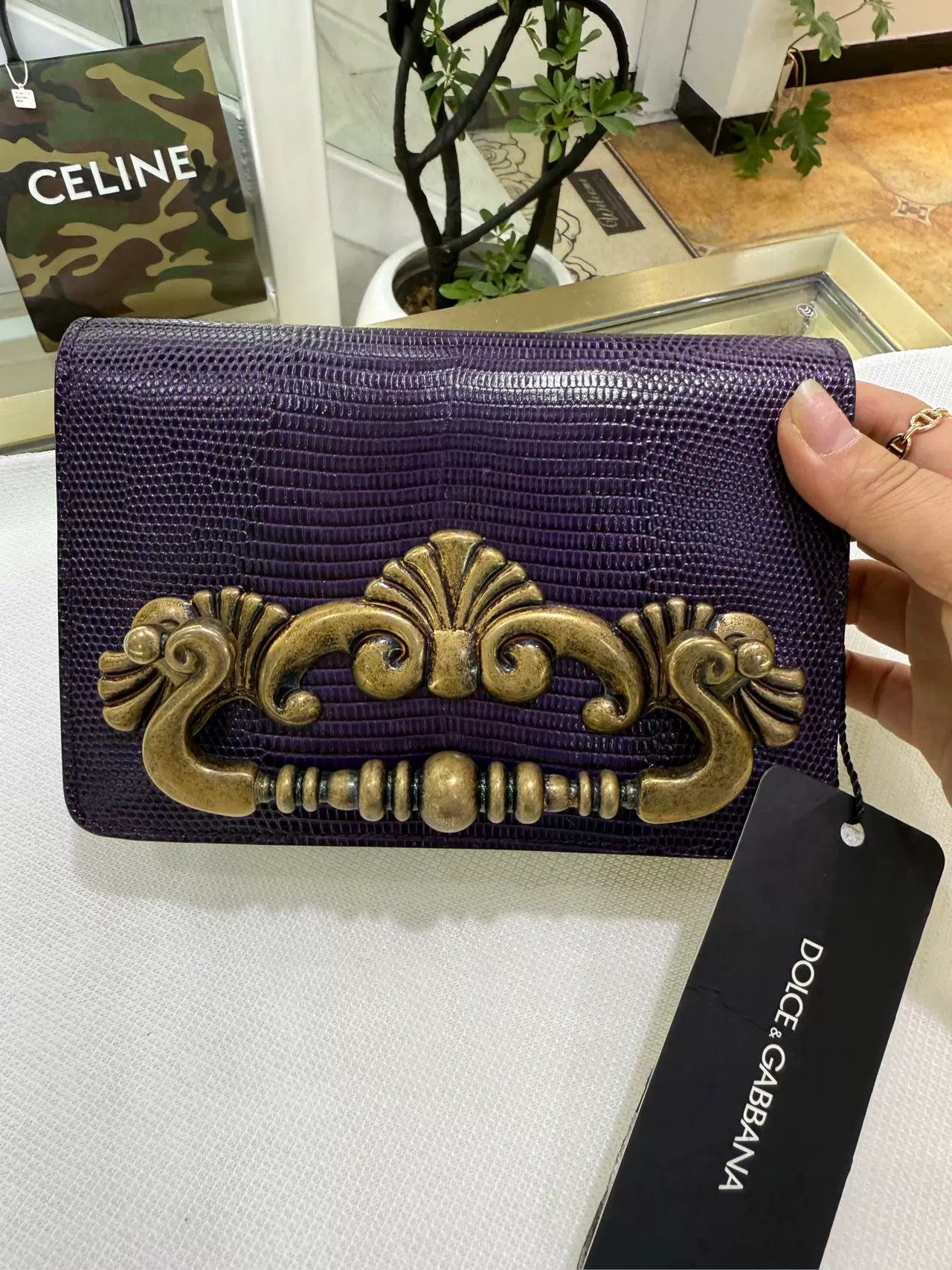 Dolce & Gabbana Dolce Gabbana Snakeskin Purple Vintage Chain Bag Size ONE SIZE - 2 Thumbnail