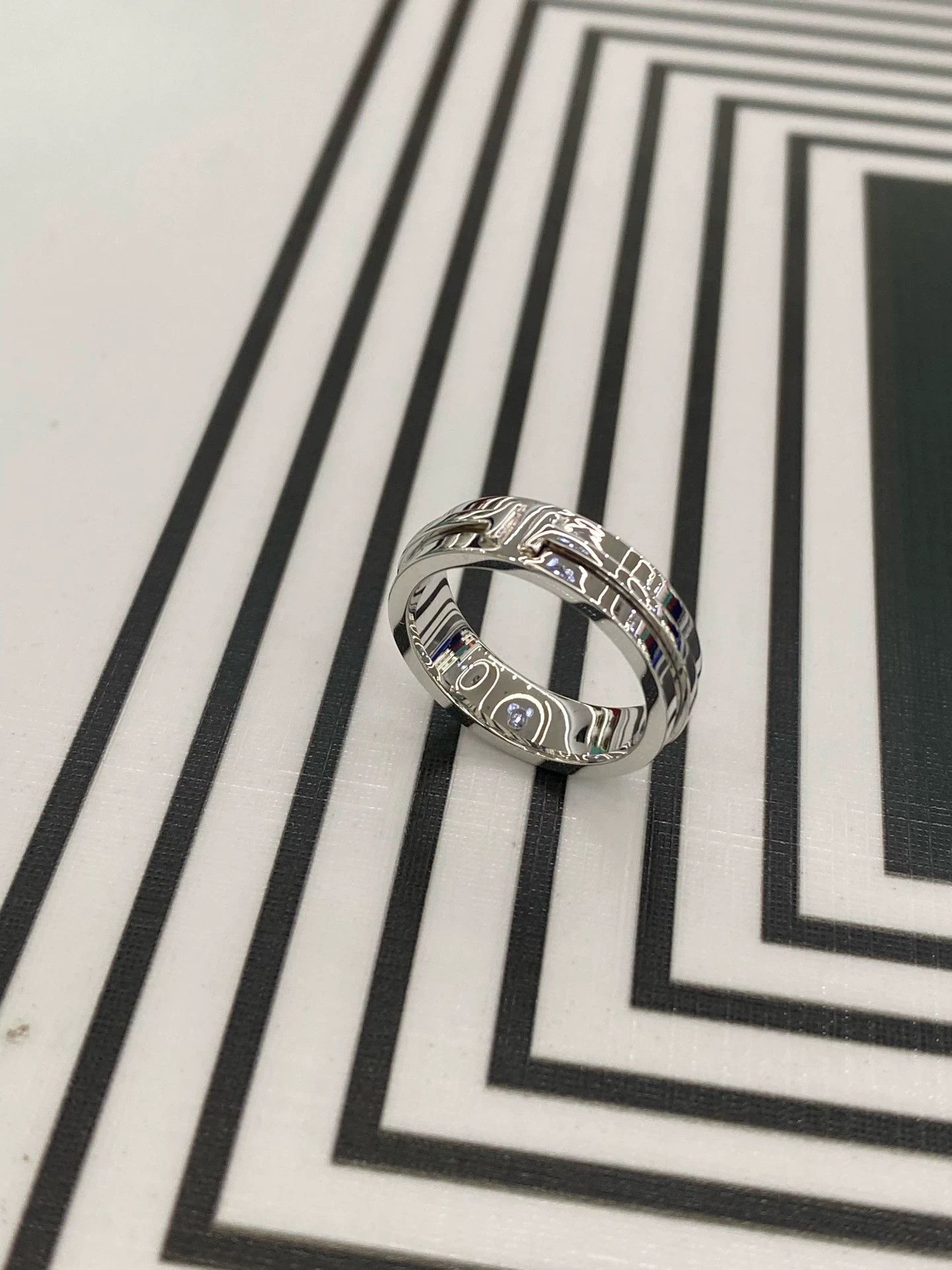 Tiffany & Co. Tiffany 18k White Gold Double T Band Ring 53 Size ONE SIZE - 4 Thumbnail