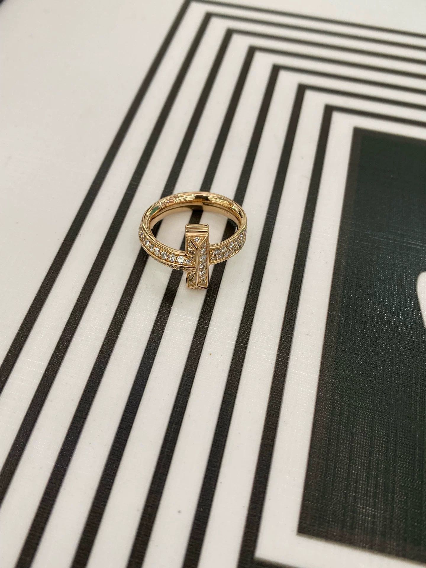 Tiffany & Co. Tiffany T1 Rose Gold Pave Diamond Ring Size ONE SIZE - 7 Thumbnail