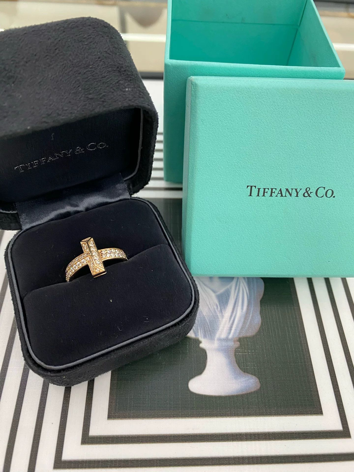 Tiffany & Co. Tiffany T1 Rose Gold Pave Diamond Ring Size ONE SIZE - 2 Thumbnail
