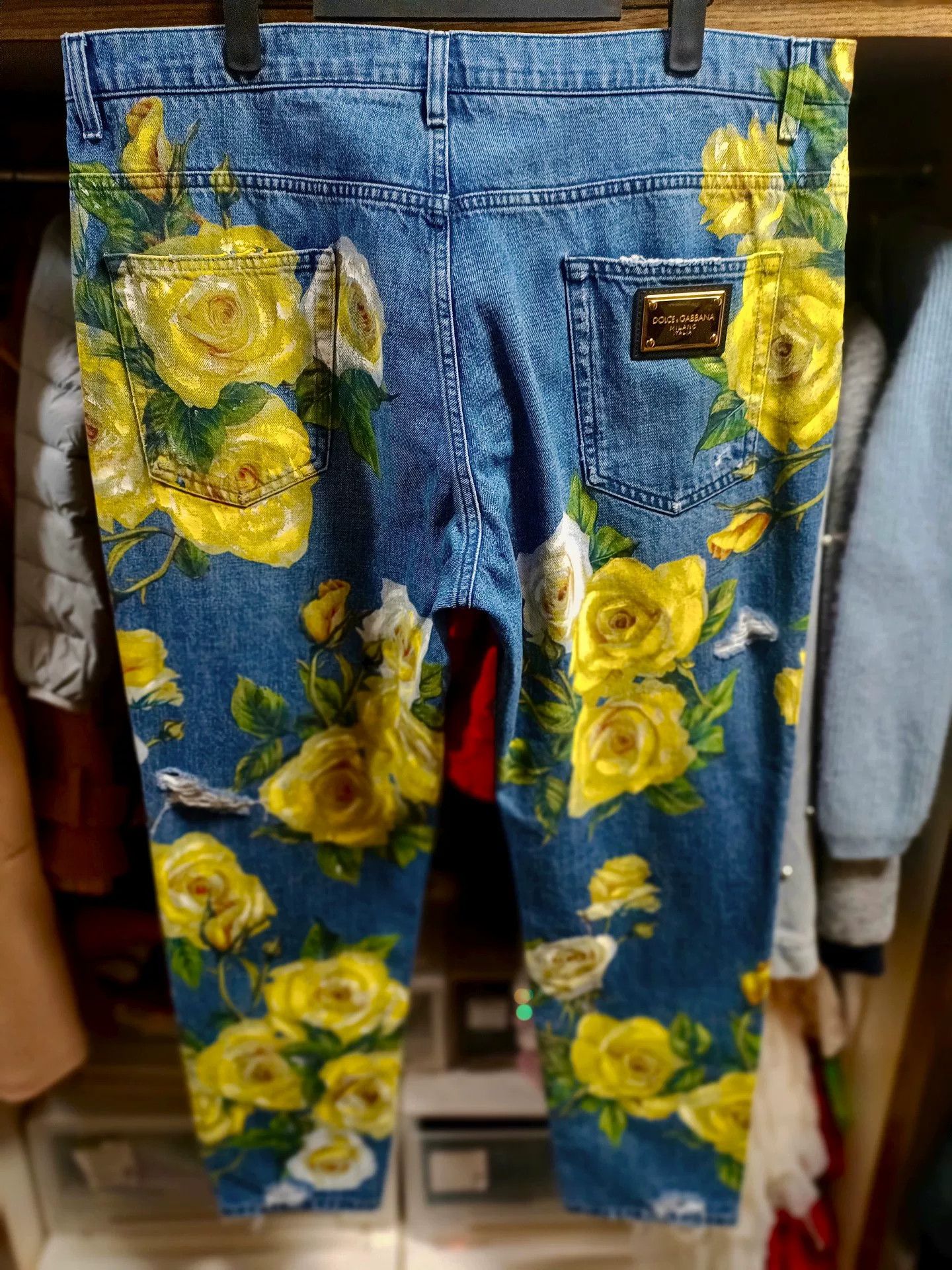 Dolce & Gabbana Dolce & Gabbana Loose Yellow Rose Jeans Size US 28 / EU 44 - 2 Thumbnail