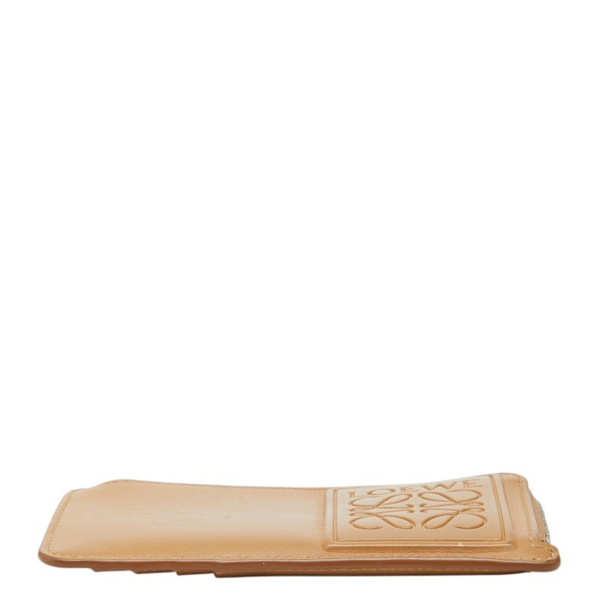 Loewe LOEWE Anagram Wallet/Coin Case/Business Card Case/Card Case in Camel Beige Leather for Women Size ONE SIZE - 3 Thumbnail