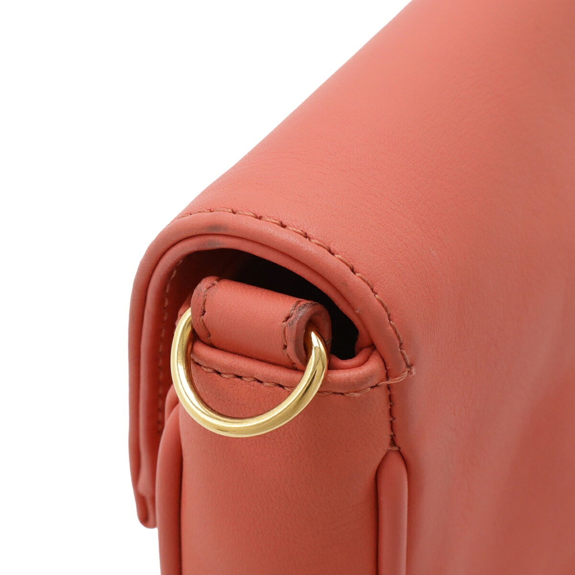 FENDI Chain Shoulder Bag/Pochette/Clutch Bag in Coral Pink Leather 8M0276