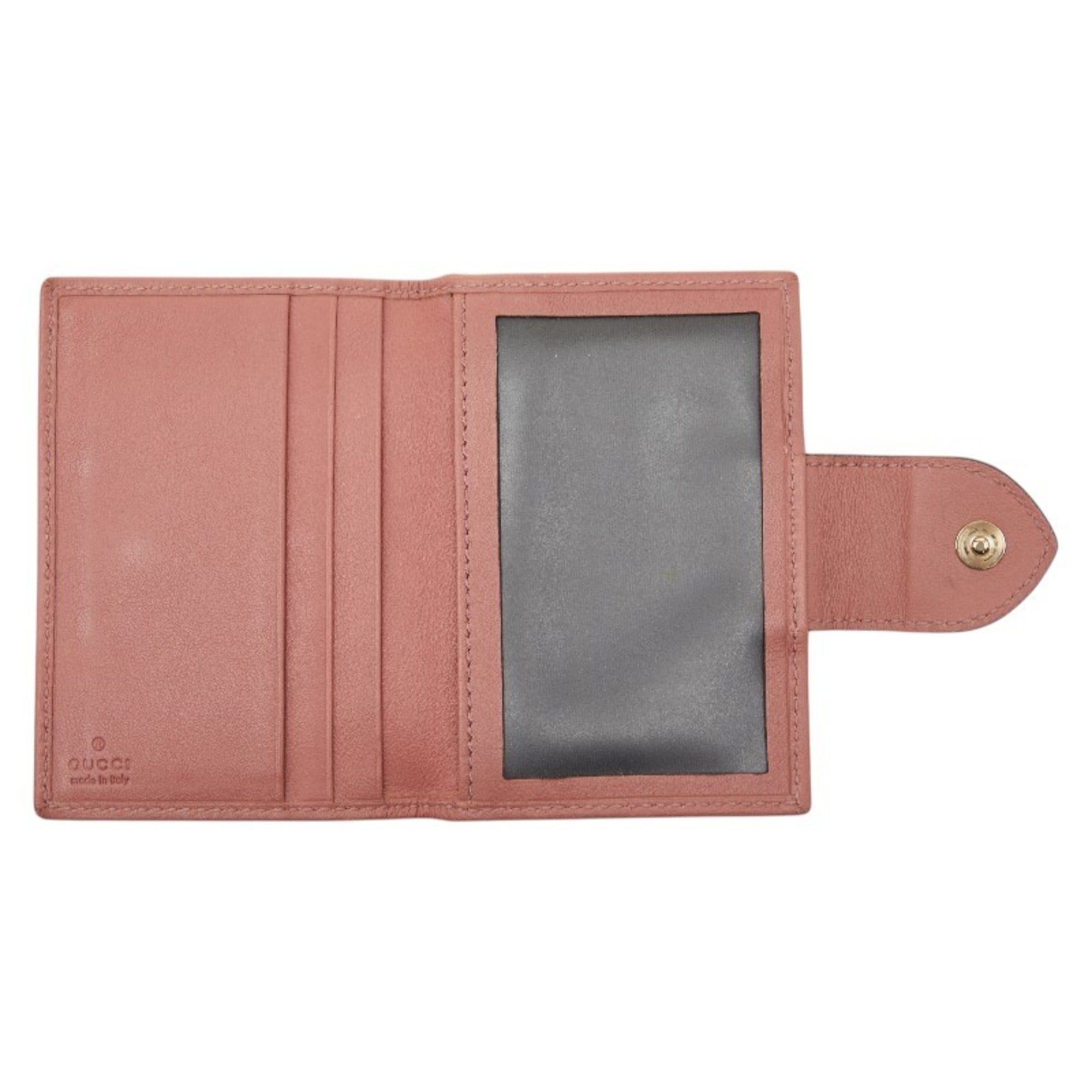 Gucci Gucci GG Canvas Business Card Case/Card Case/Pass Case 224261 Beige Pink Leather Women's GUCCI Size ONE SIZE - 6 Thumbnail