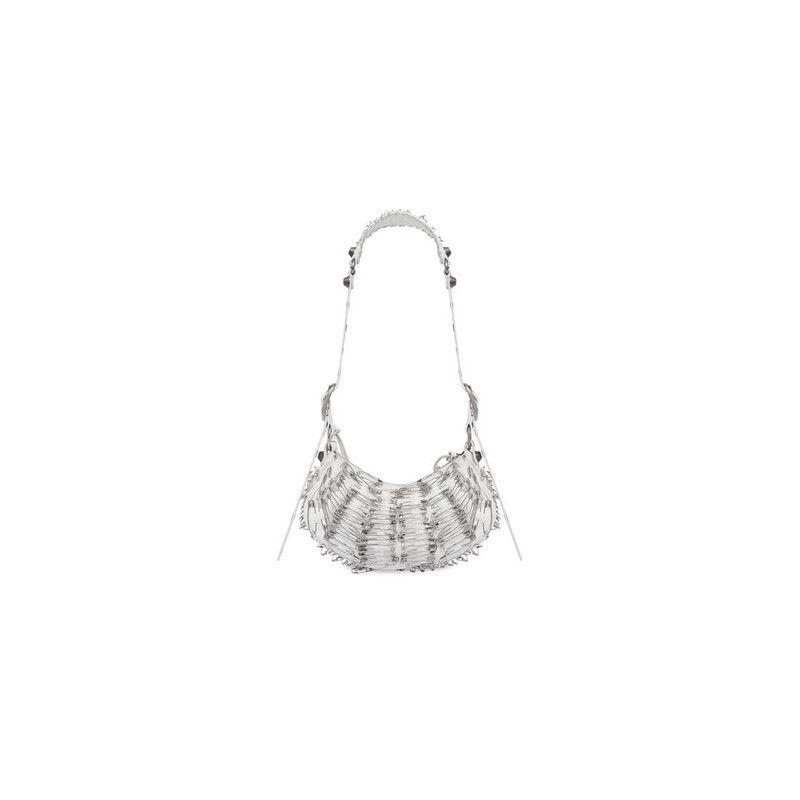 Balenciaga le cagole xs shoulder bag with safety pins in optic white Size ONE SIZE - 5 Thumbnail