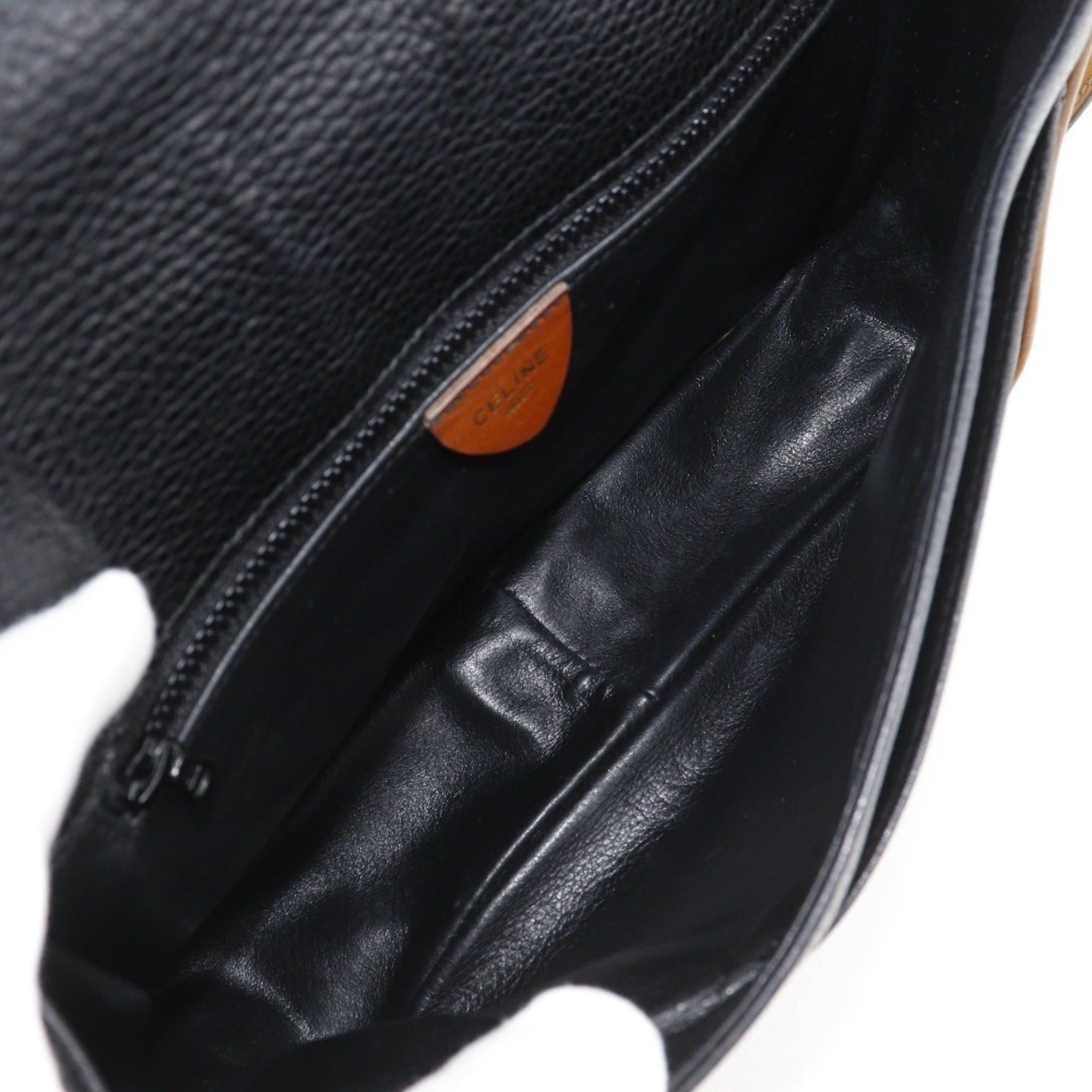 Celine Celine Old Vintage Shoulder Bag in Black Calfskin with A5 Belt Clasp, Unisex Size ONE SIZE - 5 Thumbnail