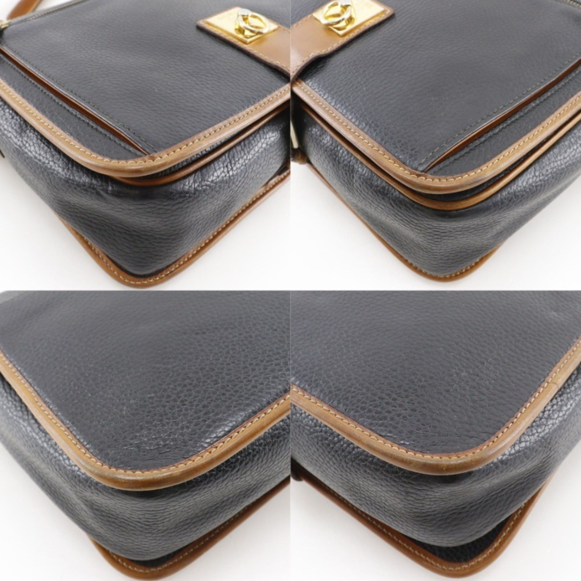Celine Celine Old Vintage Shoulder Bag in Black Calfskin with A5 Belt Clasp, Unisex Size ONE SIZE - 4 Thumbnail