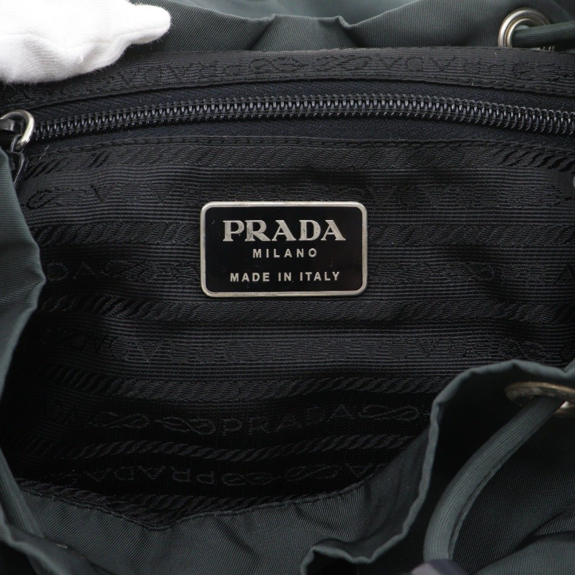 Prada Prada Backpack/Daypack, Nylon, Green, 2-Way, Belt Clasp, Women's Size ONE SIZE - 9 Thumbnail
